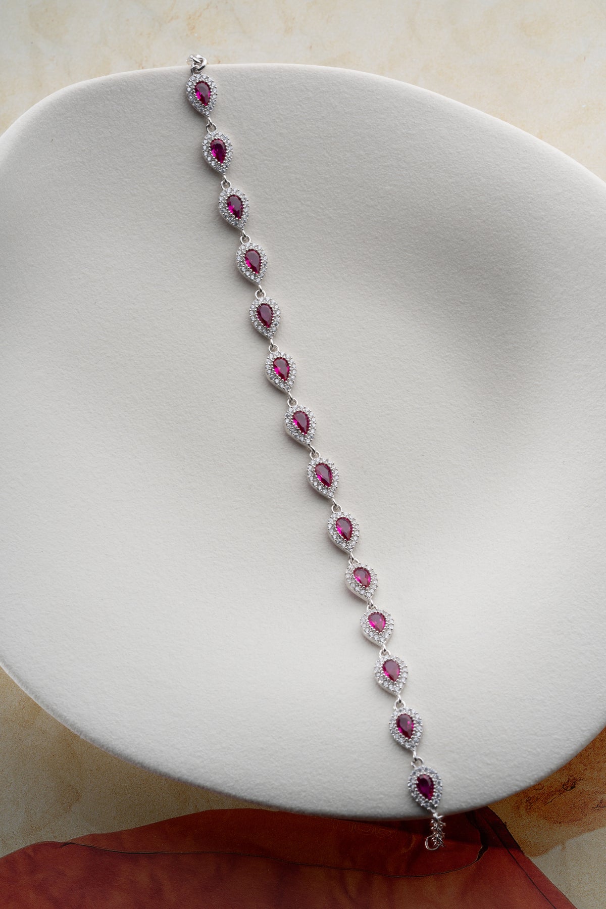 Garnet Teardrop Halo Tennis Bracelet