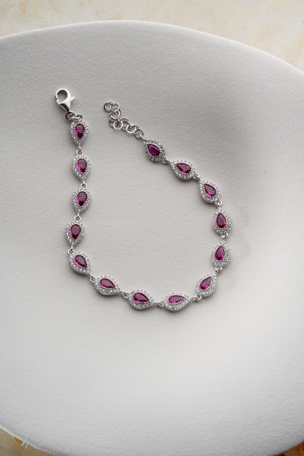 Garnet Teardrop Halo Tennis Bracelet