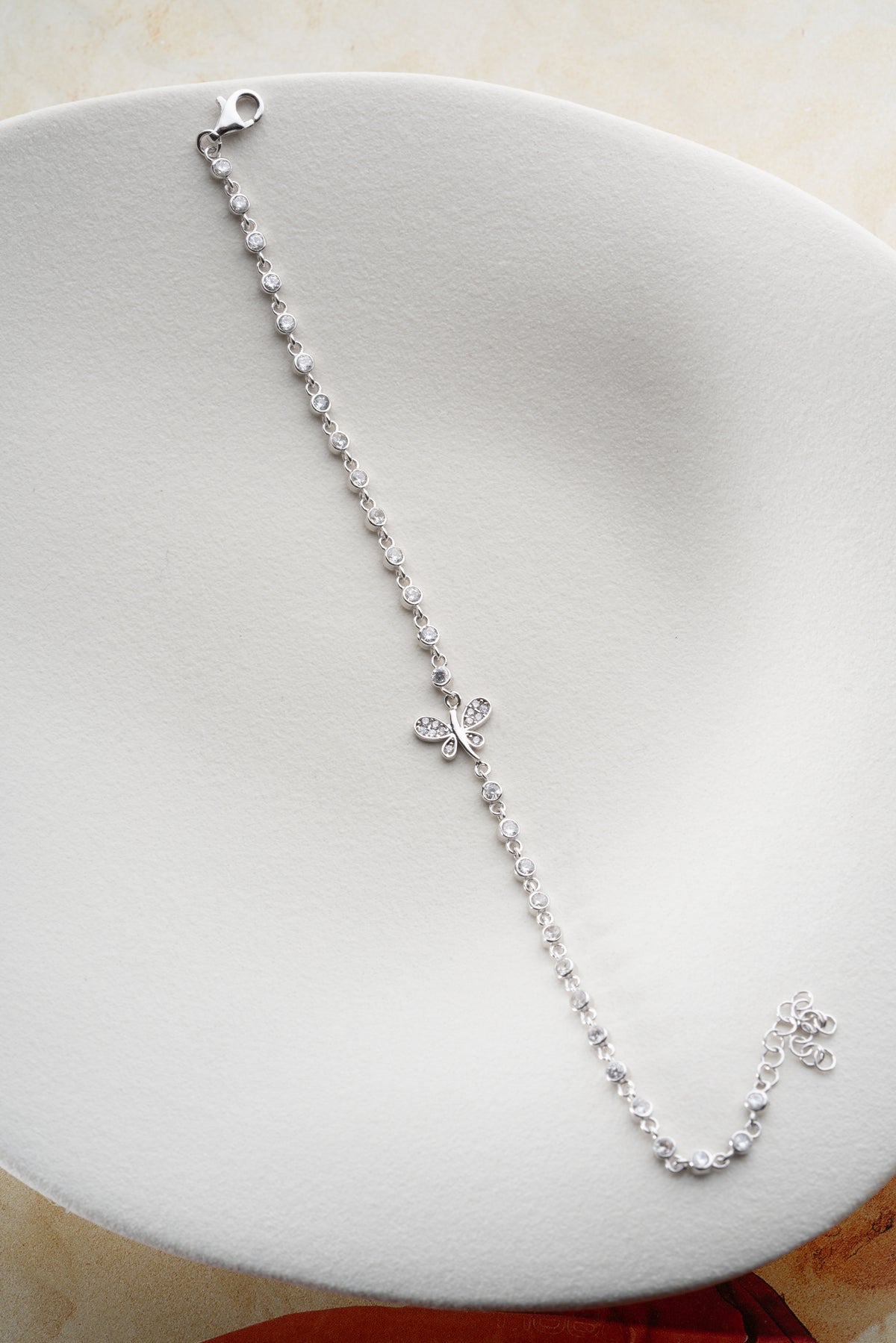 Pave Butterfly Tennis Bracelet in Silver