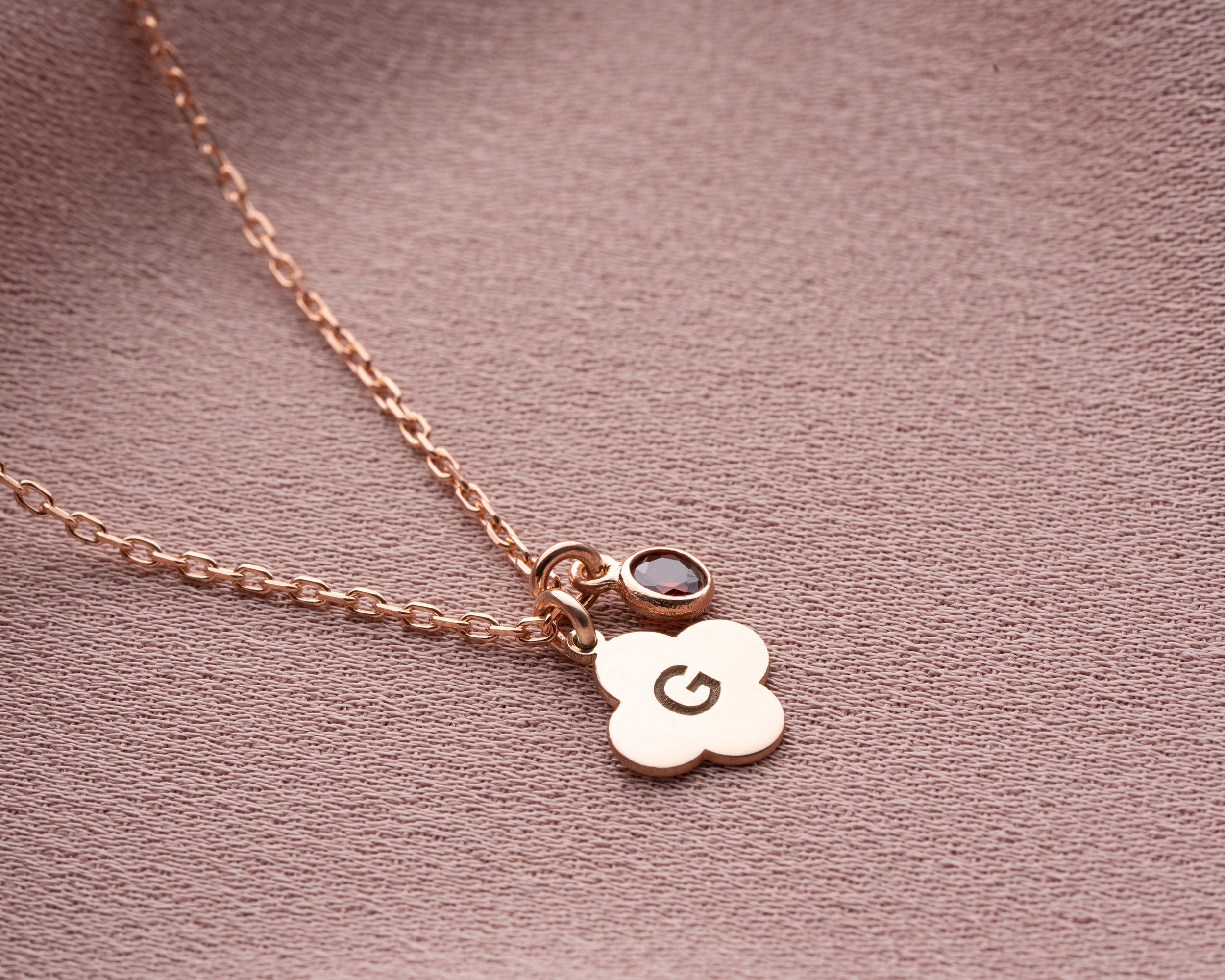 Clover Initial Birthstone Necklace