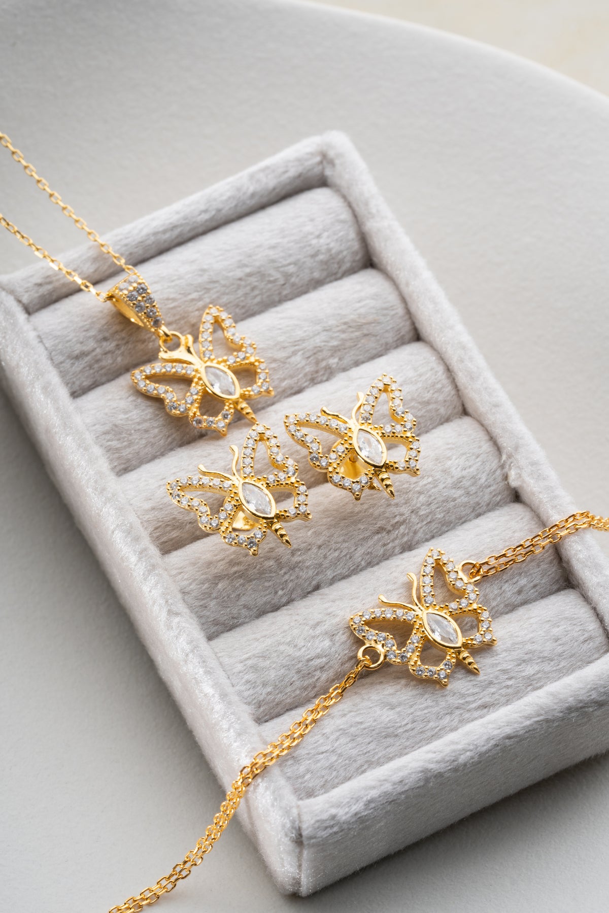 Pave Crystal Butterfly Jewelry Set