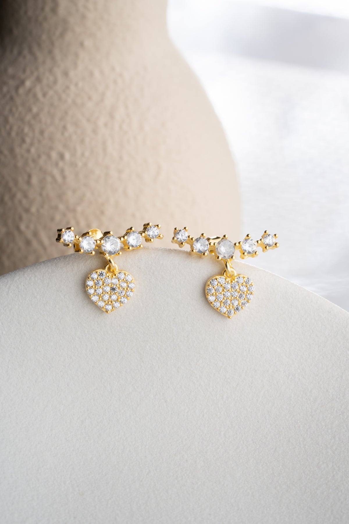 Crystal Bar and Heart Drop Earrings