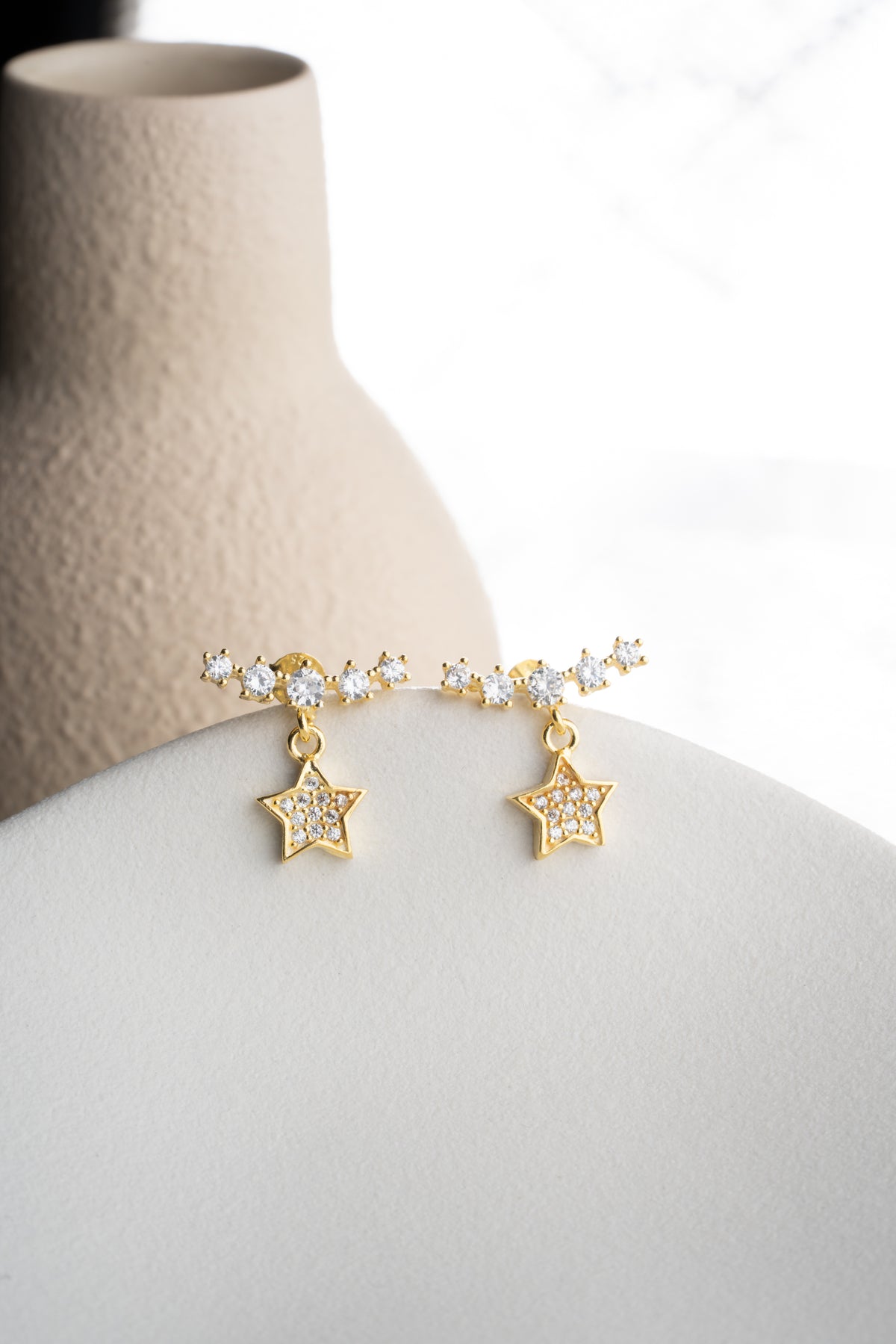 Pave Star Crystal Drop Earrings