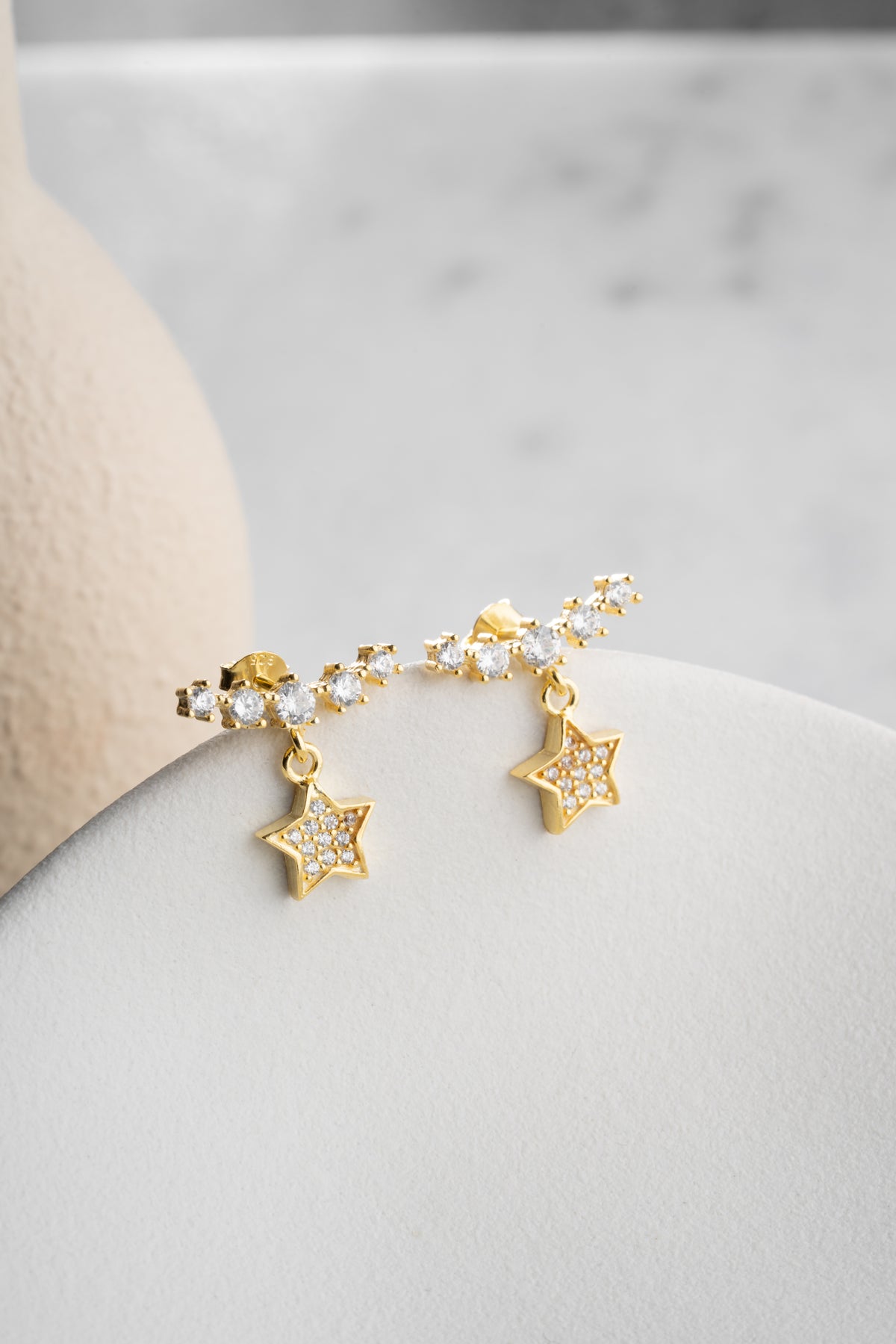 Pave Star Crystal Drop Earrings