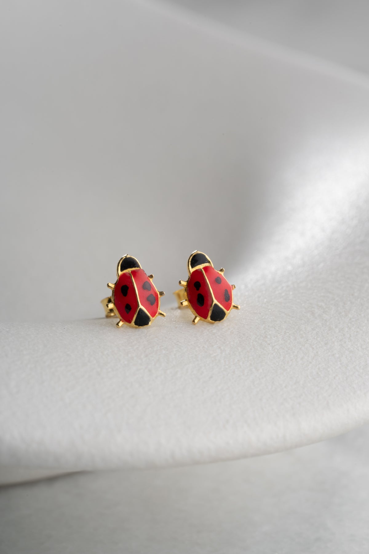 Ladybug Enamel Stud Earrings