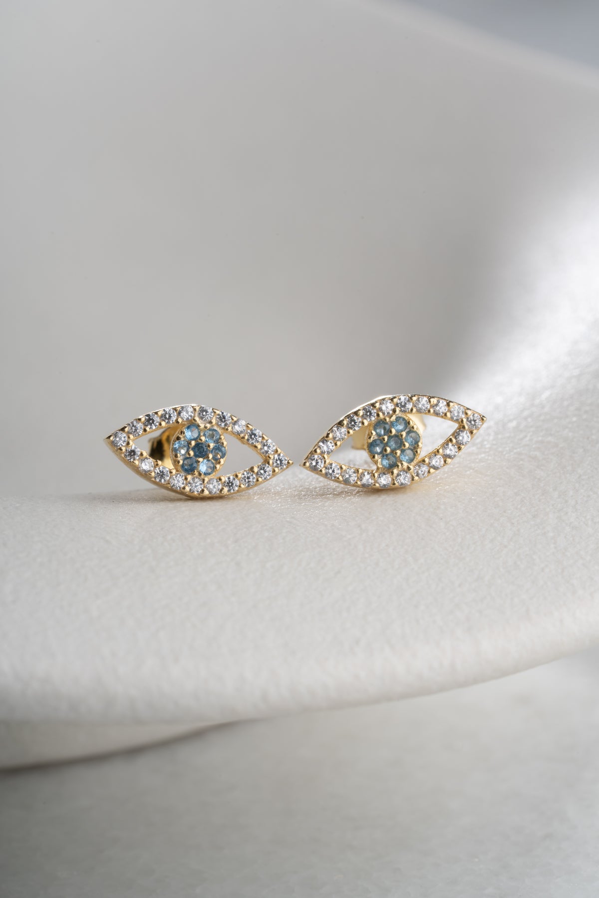 Evil Eye Stud Earrings in Gold