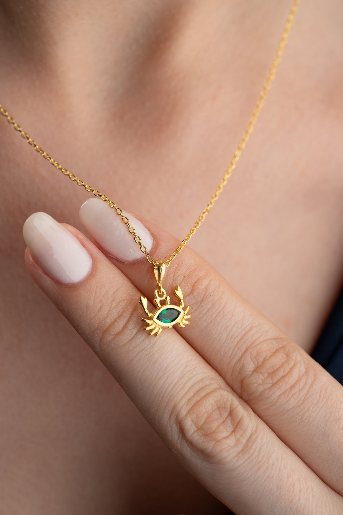 Green Crystal Crab Pendant Necklace