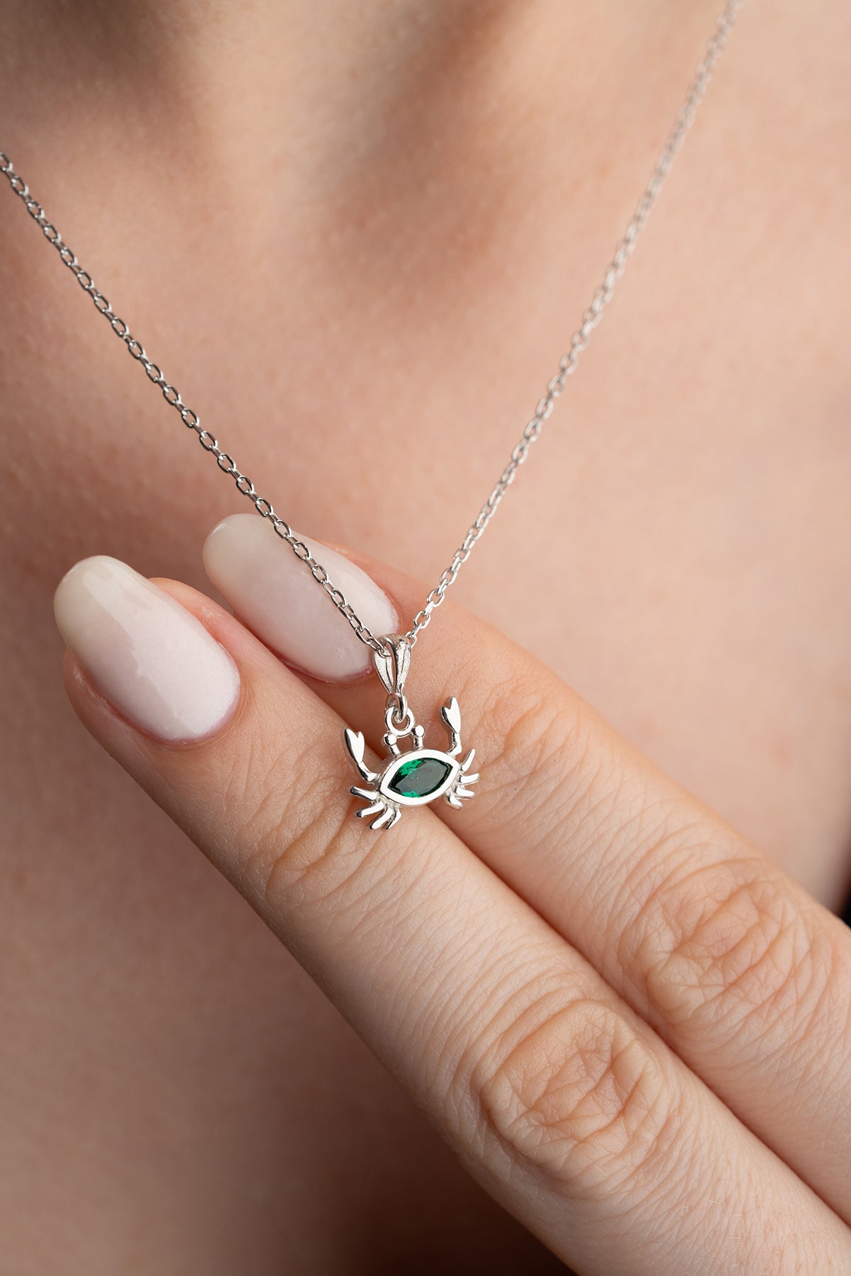 Green Crystal Crab Pendant Necklace