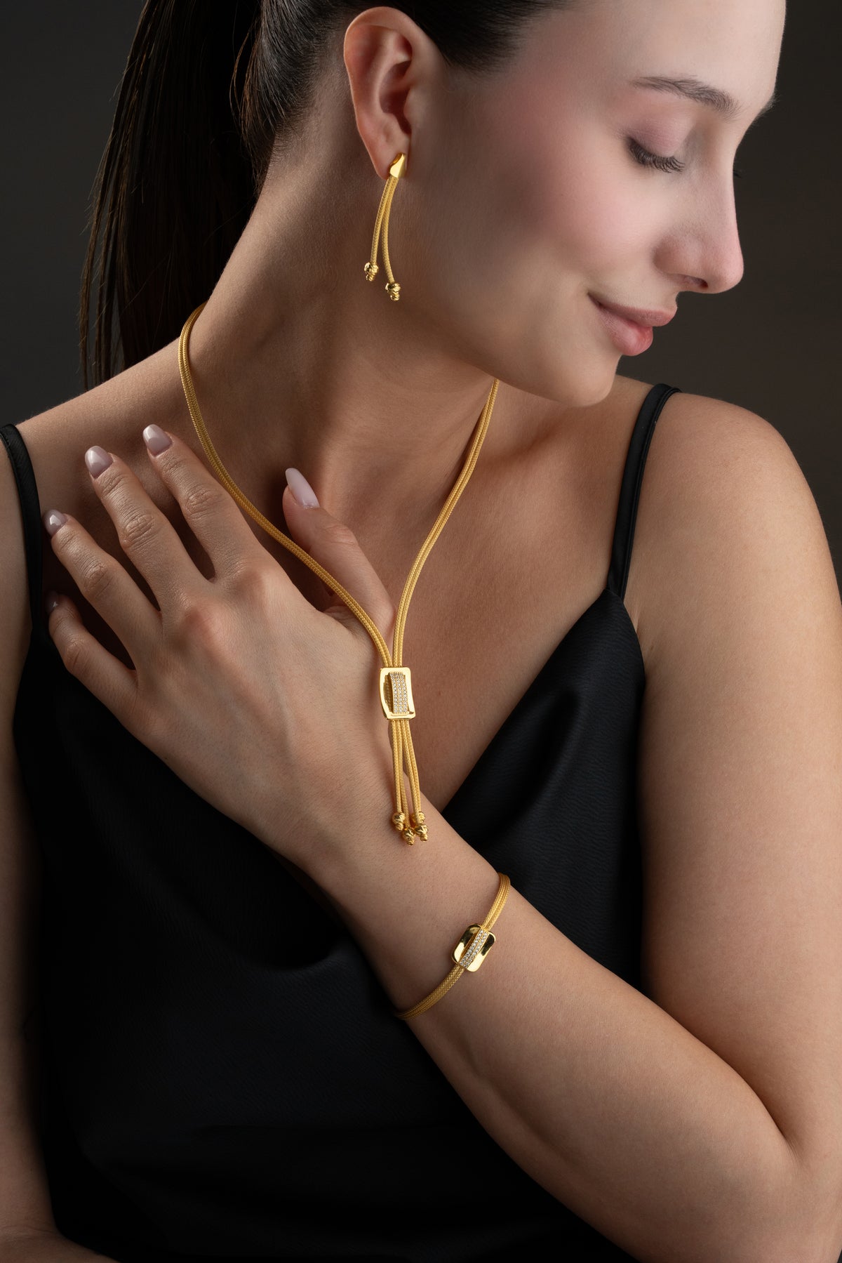 Woven Gold Chain Tassel Jewelry Set