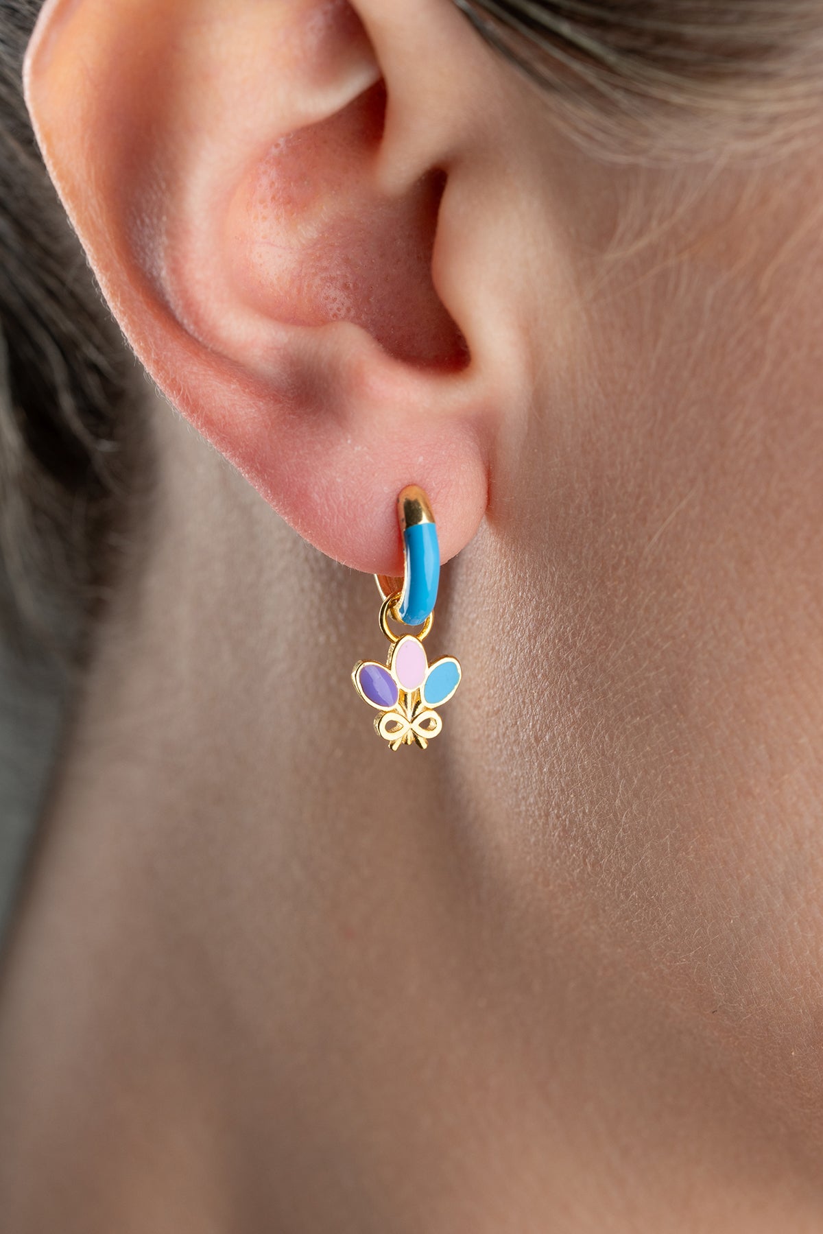 Colorful Enamel Butterfly Hoop Earrings