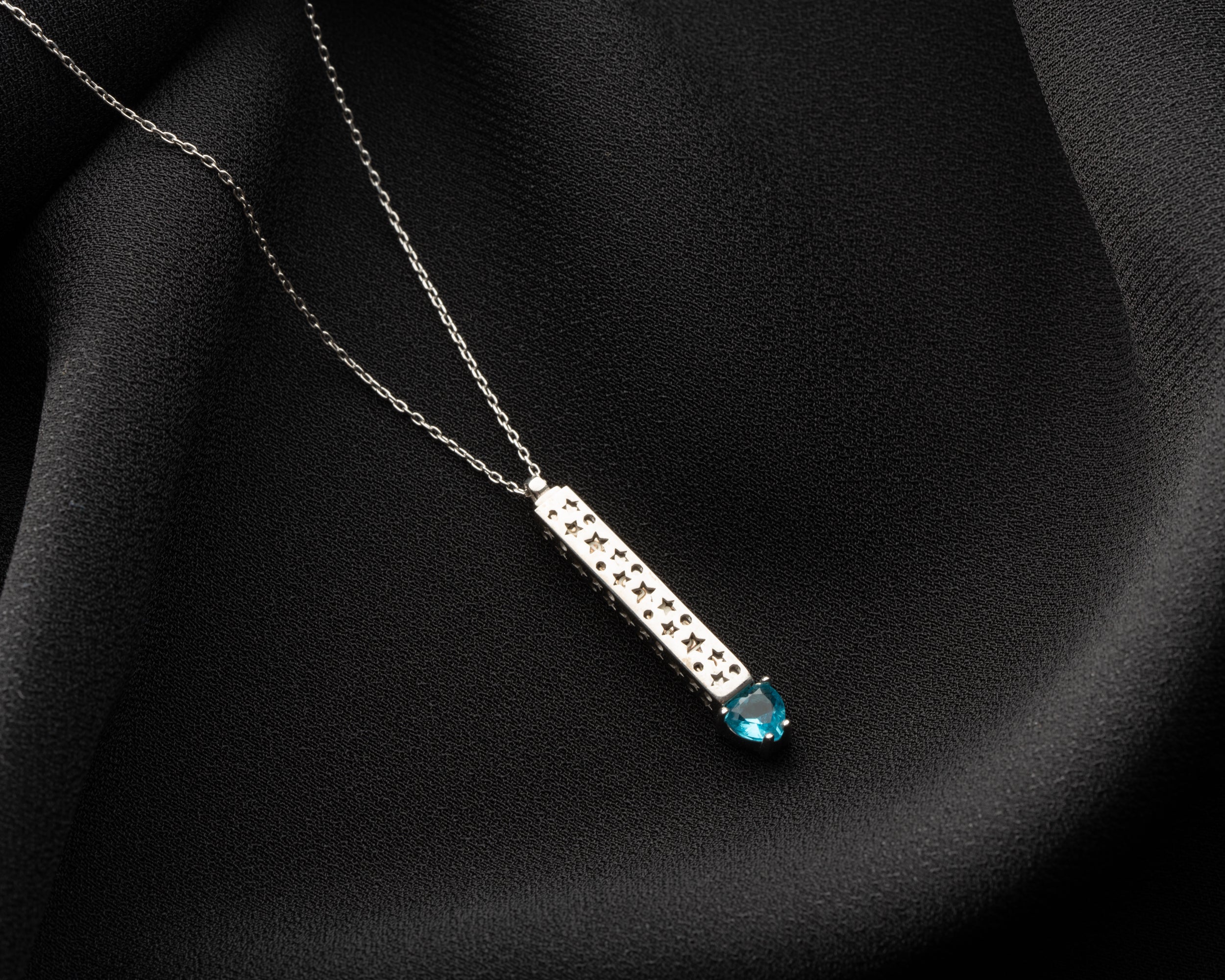 Engraved Bar Necklace with Heart Birthstone