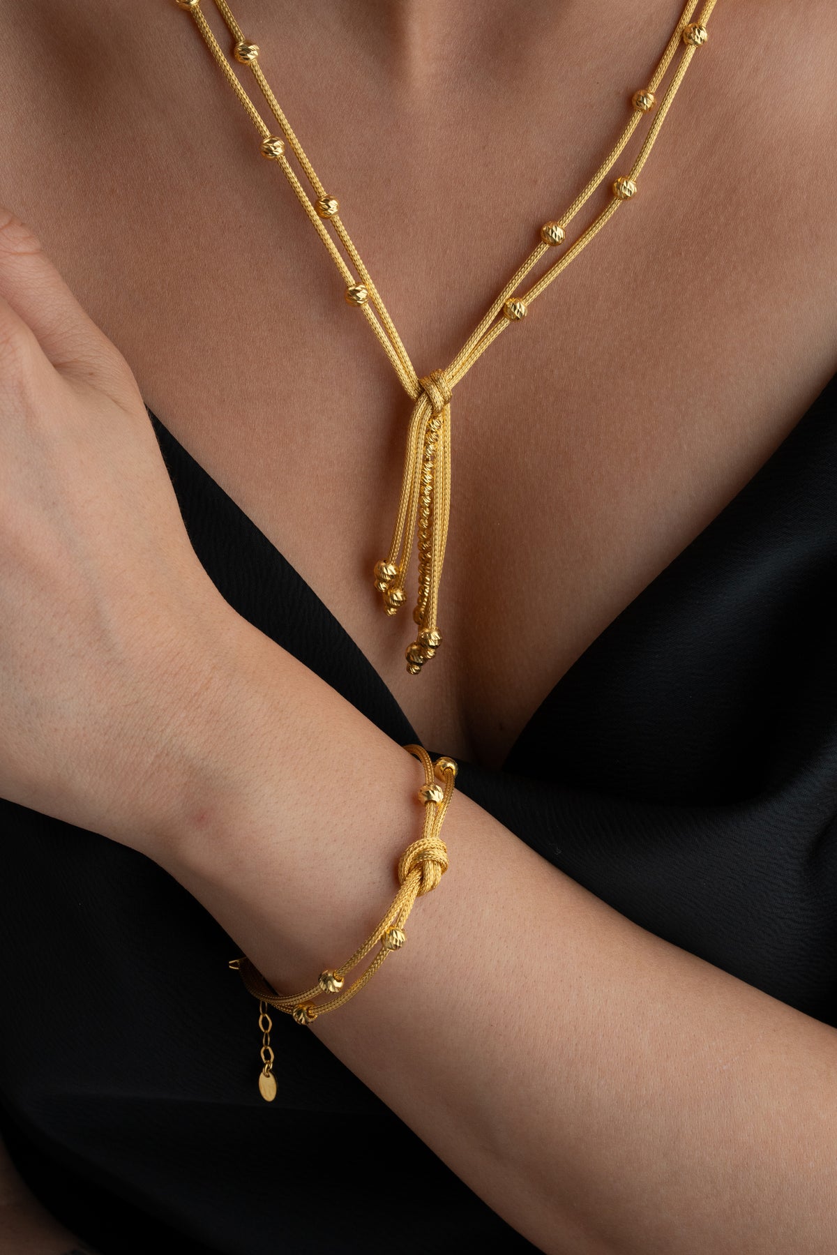 Diamond Cut Knot Tassel Jewelry Set