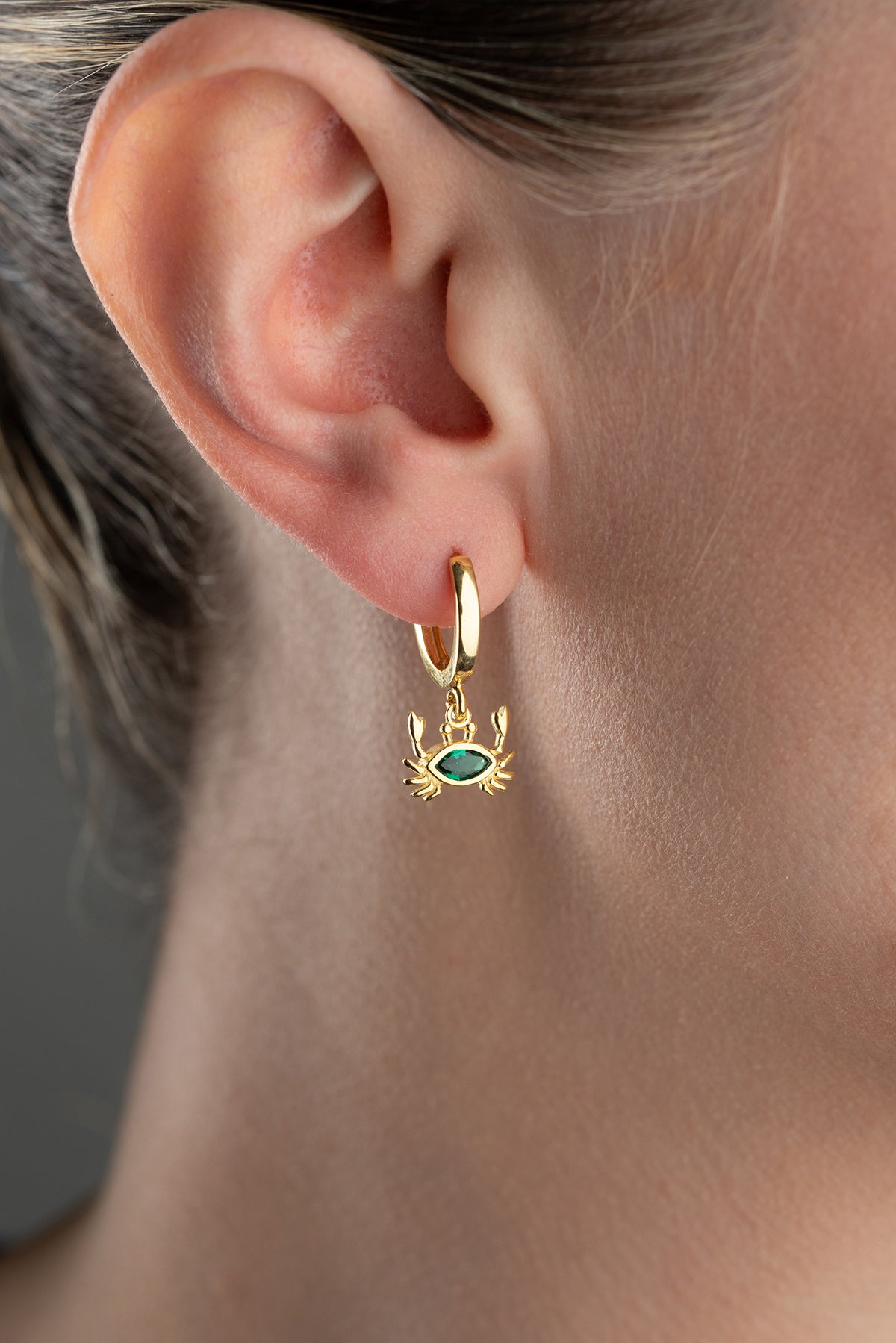 Crab Charm Huggie Hoop Earrings