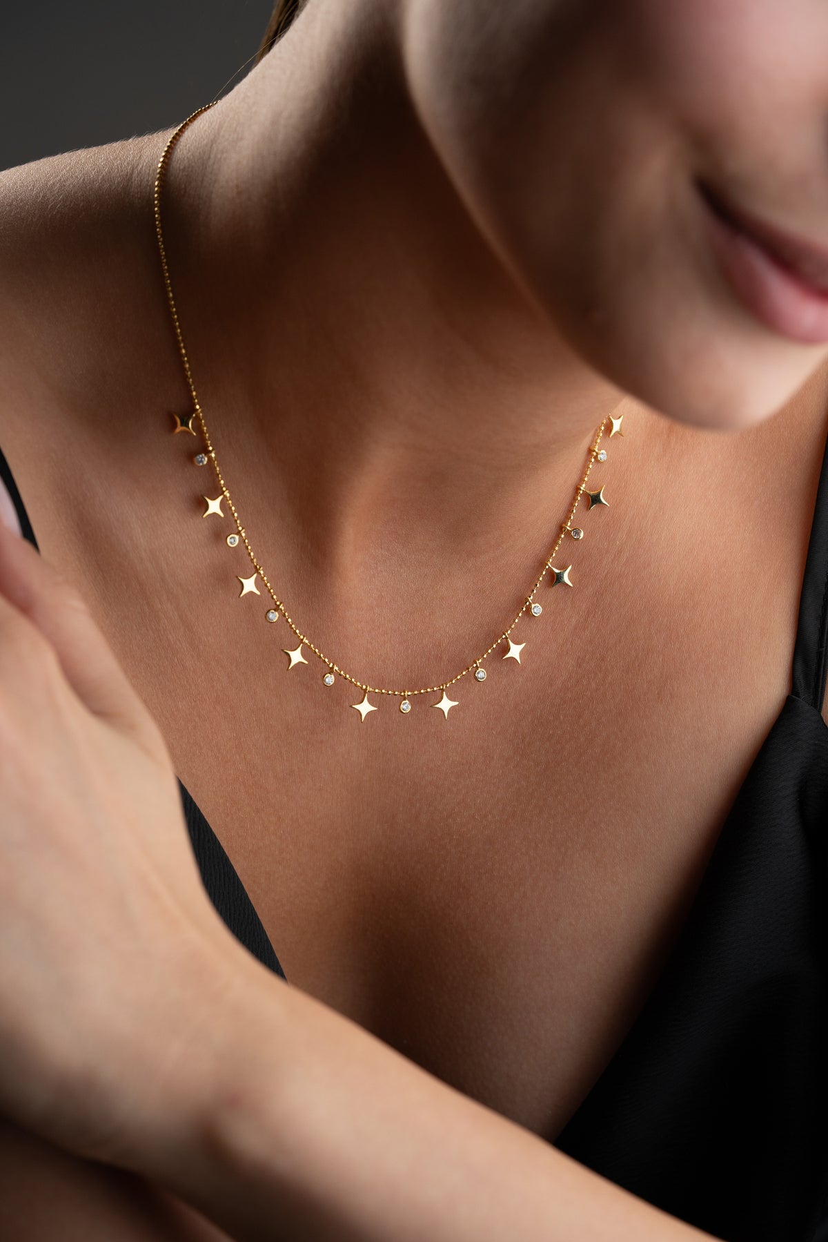 Star and Crystal Charm Necklace