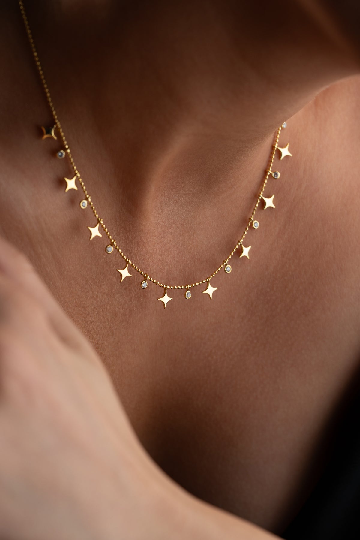 Star and Crystal Charm Necklace