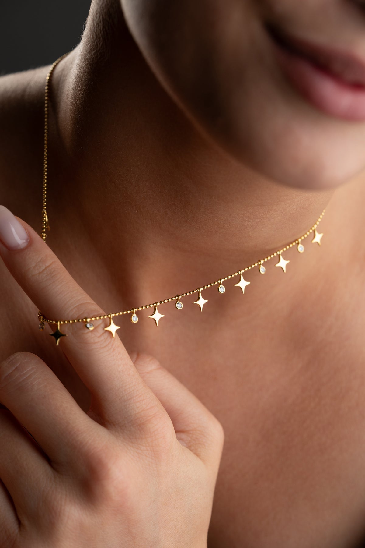 Star and Crystal Charm Necklace