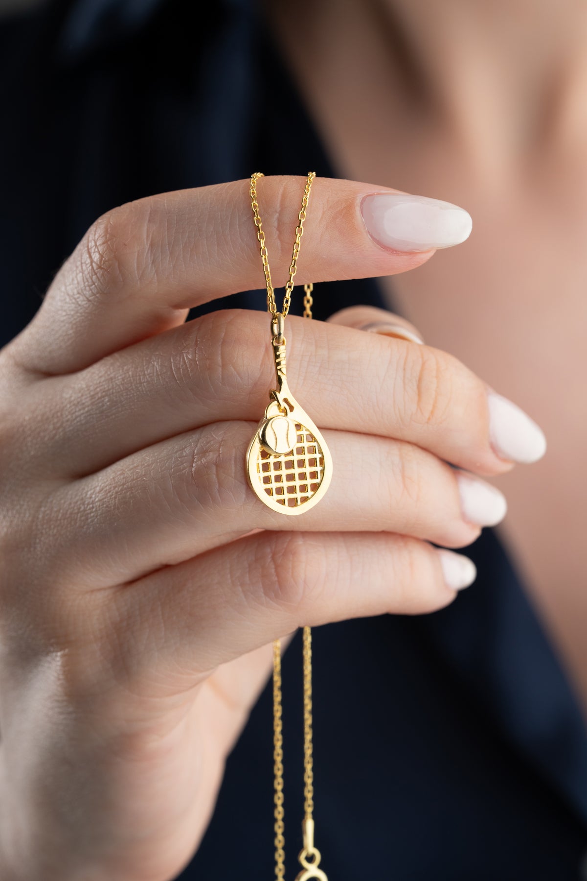 Tennis Racket and Ball Charm Necklace