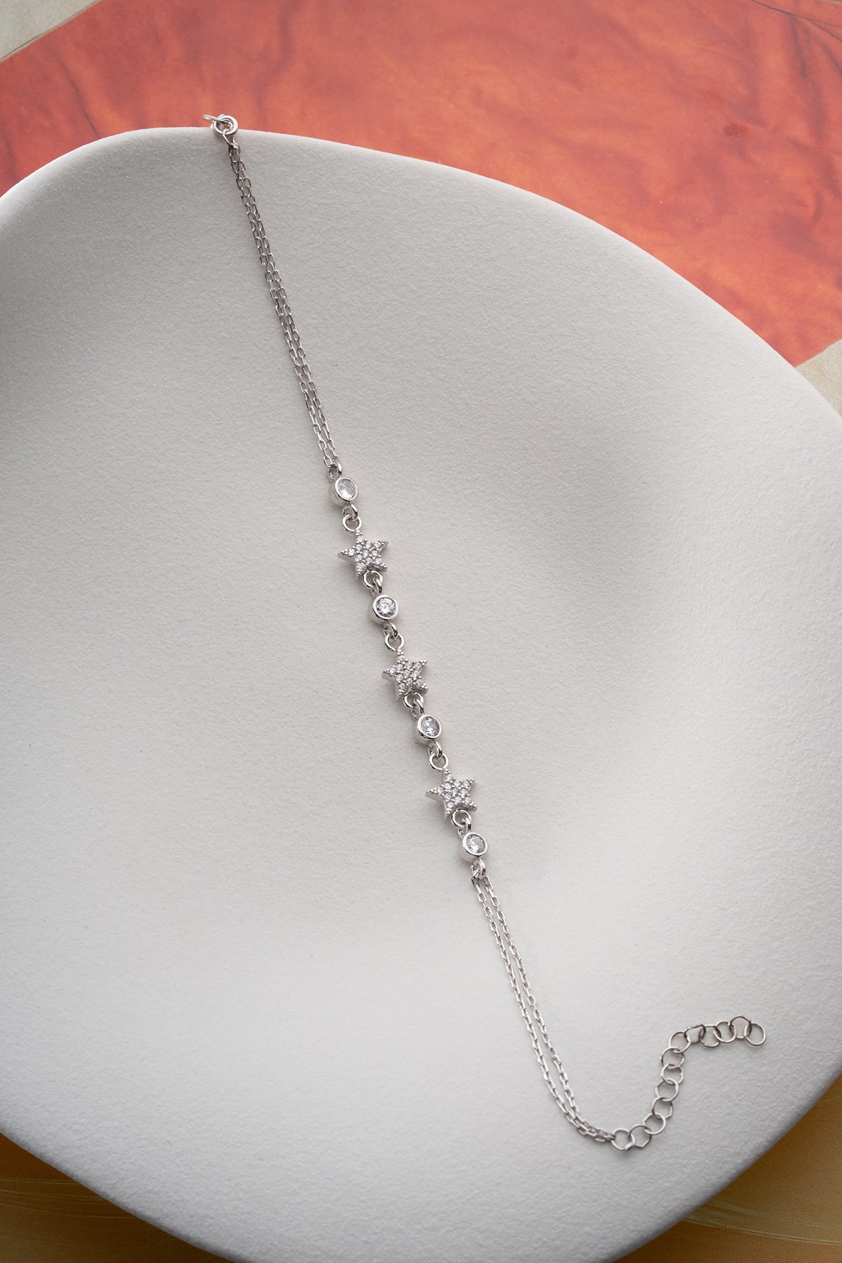 Pave Star Charm Bracelet in Silver