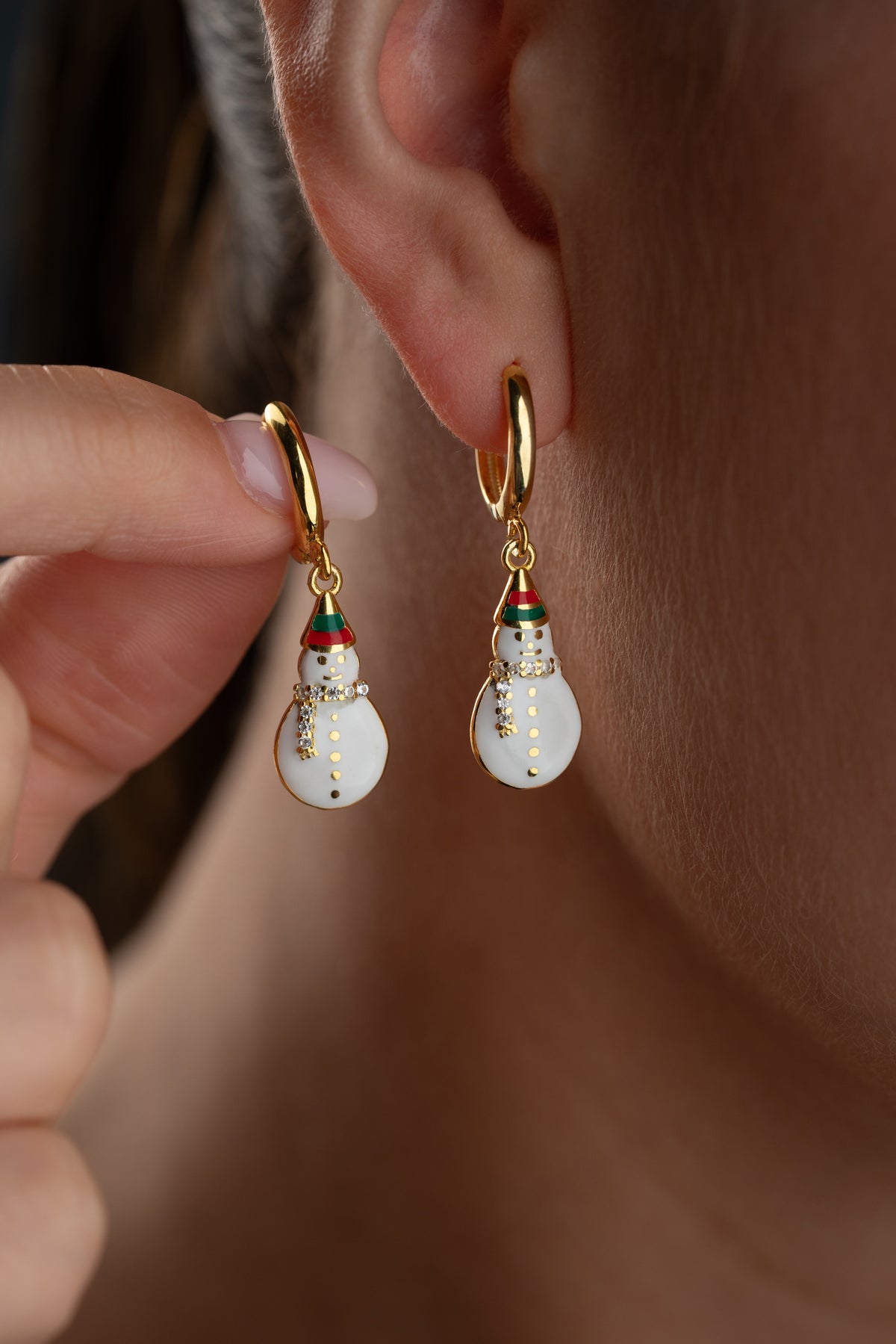 Snowman Enamel Drop Earrings