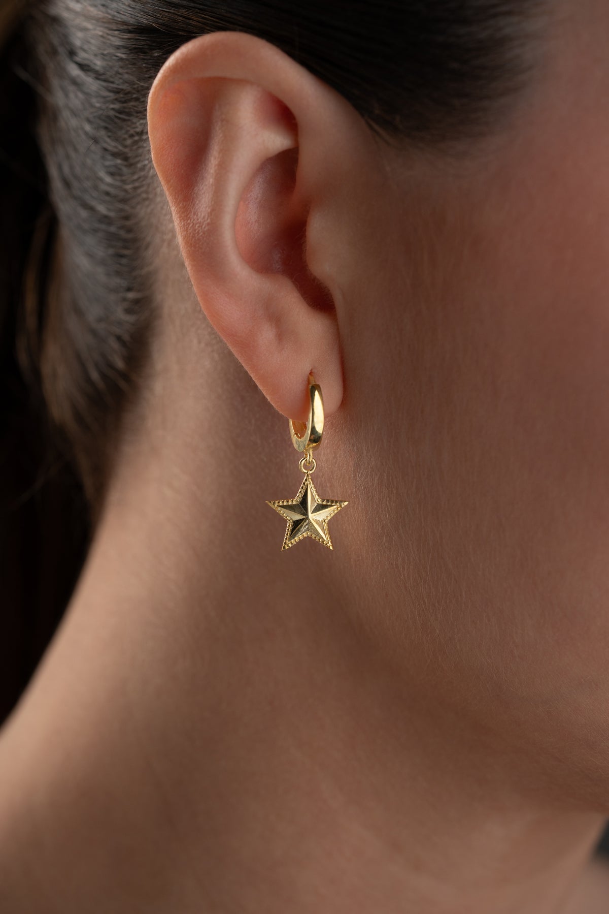 Star Charm Huggie Hoop Earrings