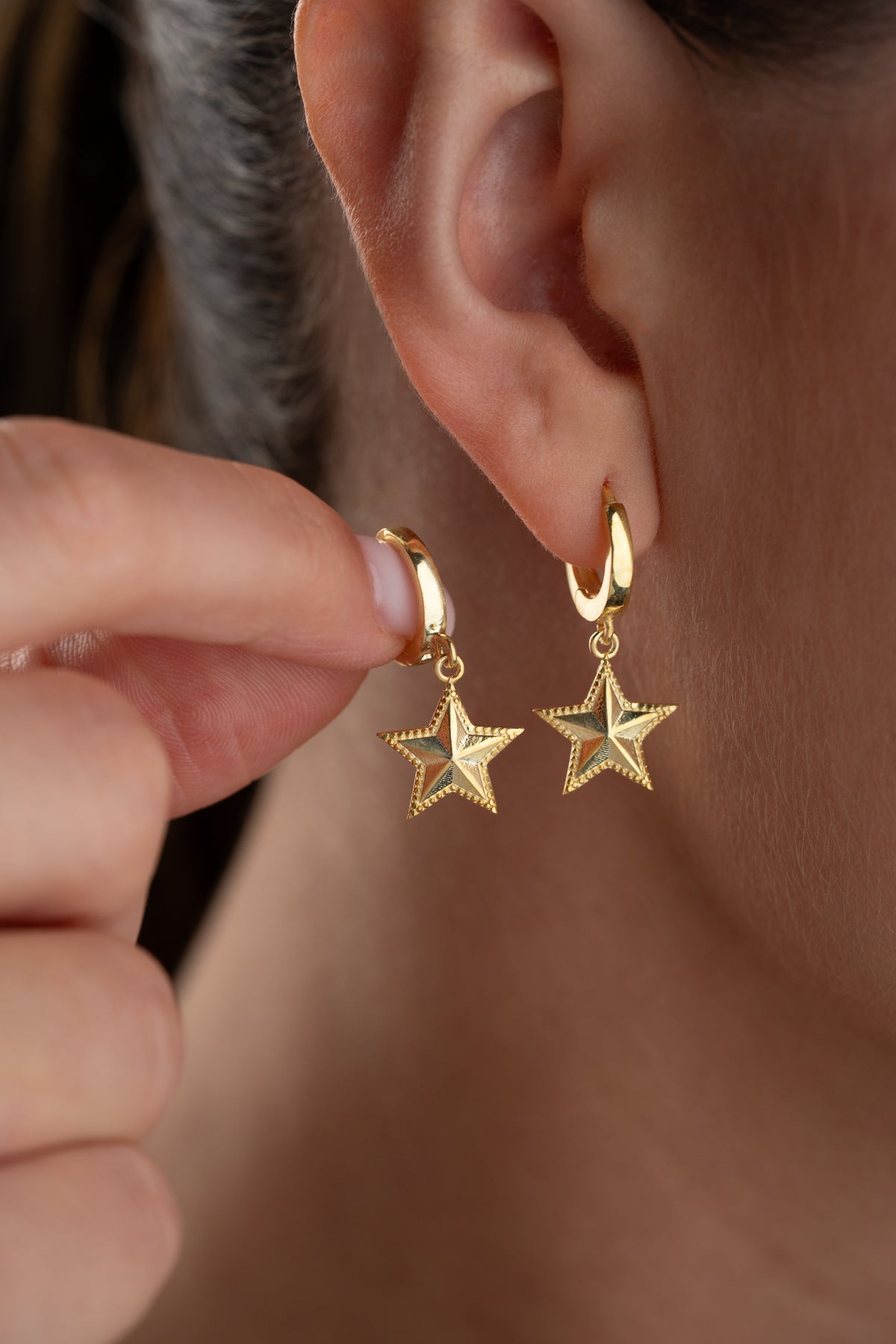 Star Charm Huggie Hoop Earrings