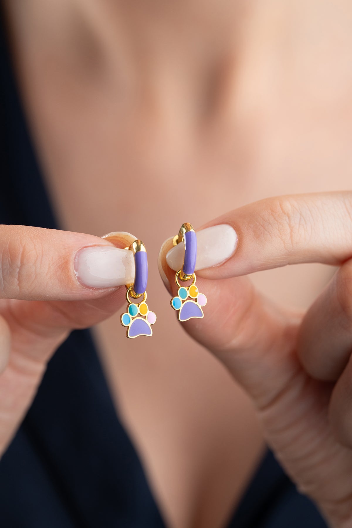 Colorful Paw Print Hoop Earrings