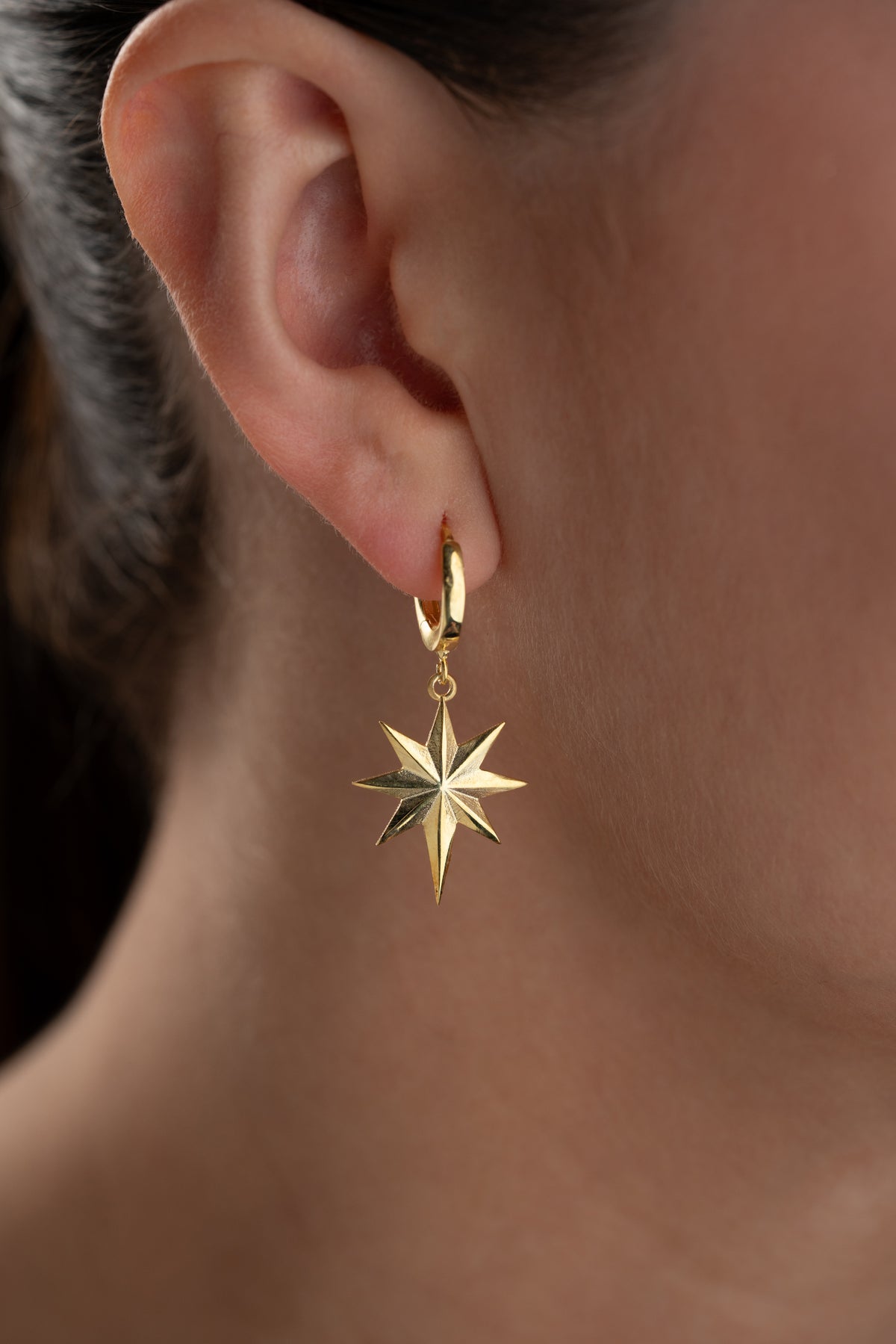 North Star Drop Huggie Earrings