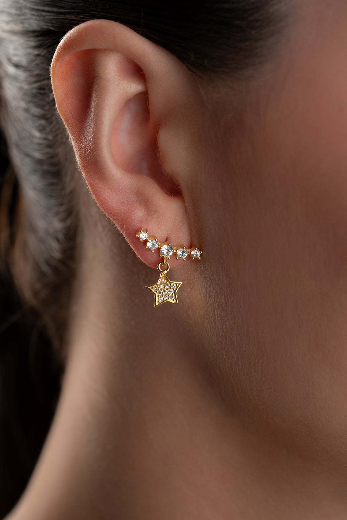 Pave Star Crystal Drop Earrings