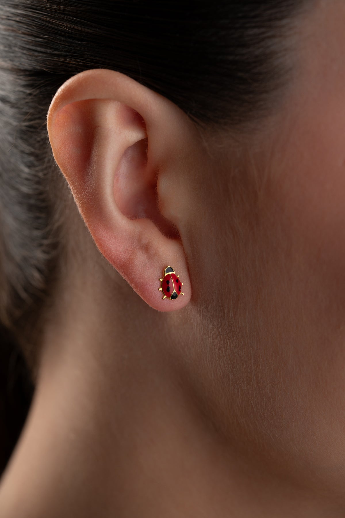 Ladybug Enamel Stud Earrings