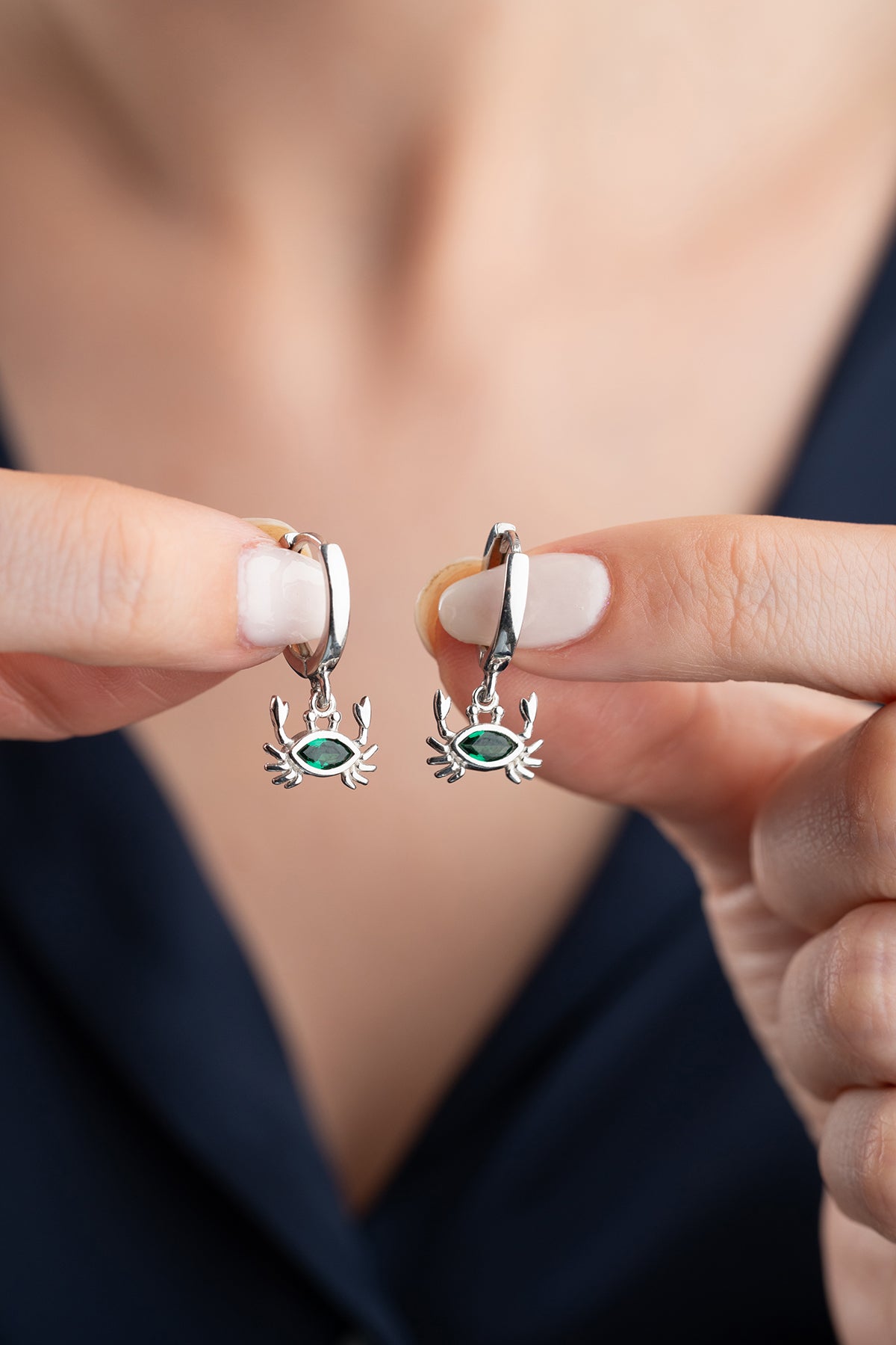 Crab Charm Huggie Hoop Earrings