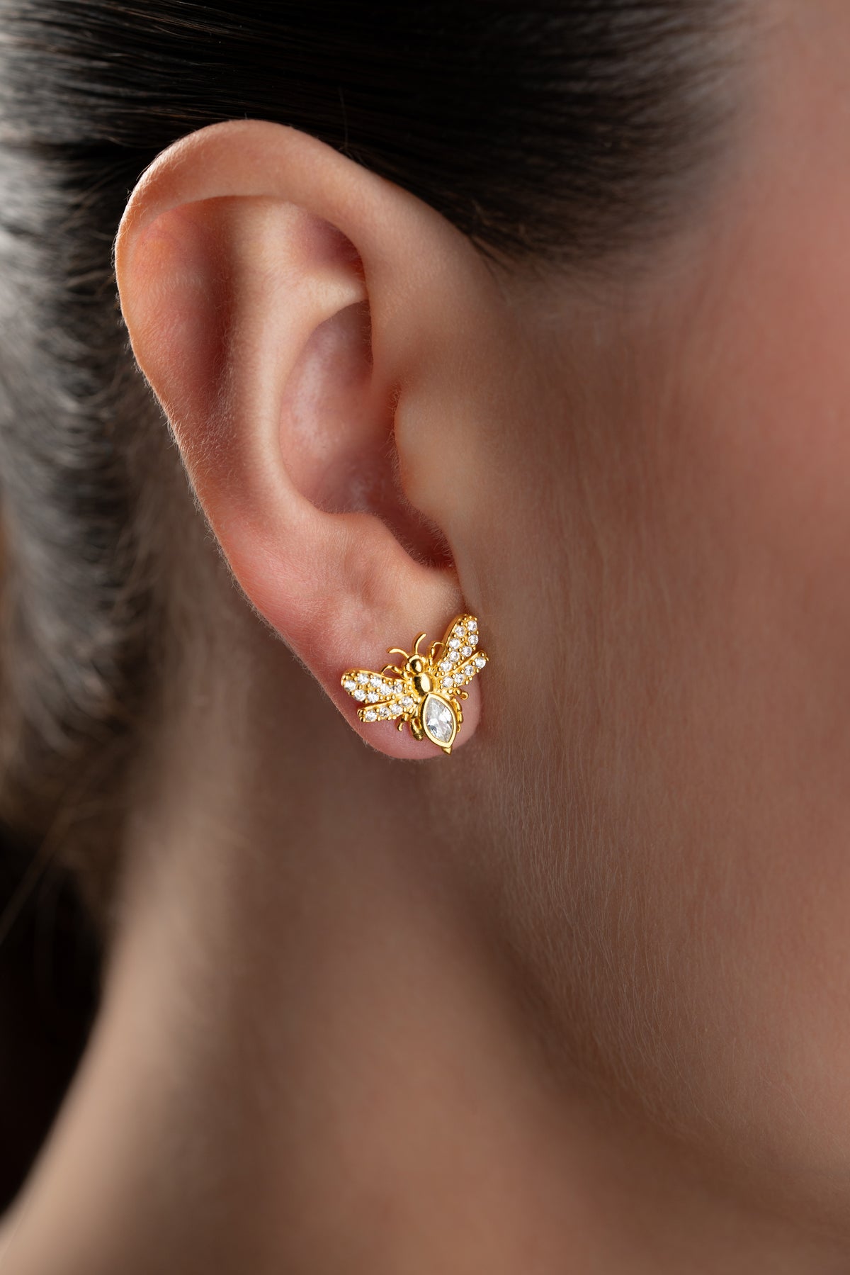 Pave Crystal Bee Stud Earrings