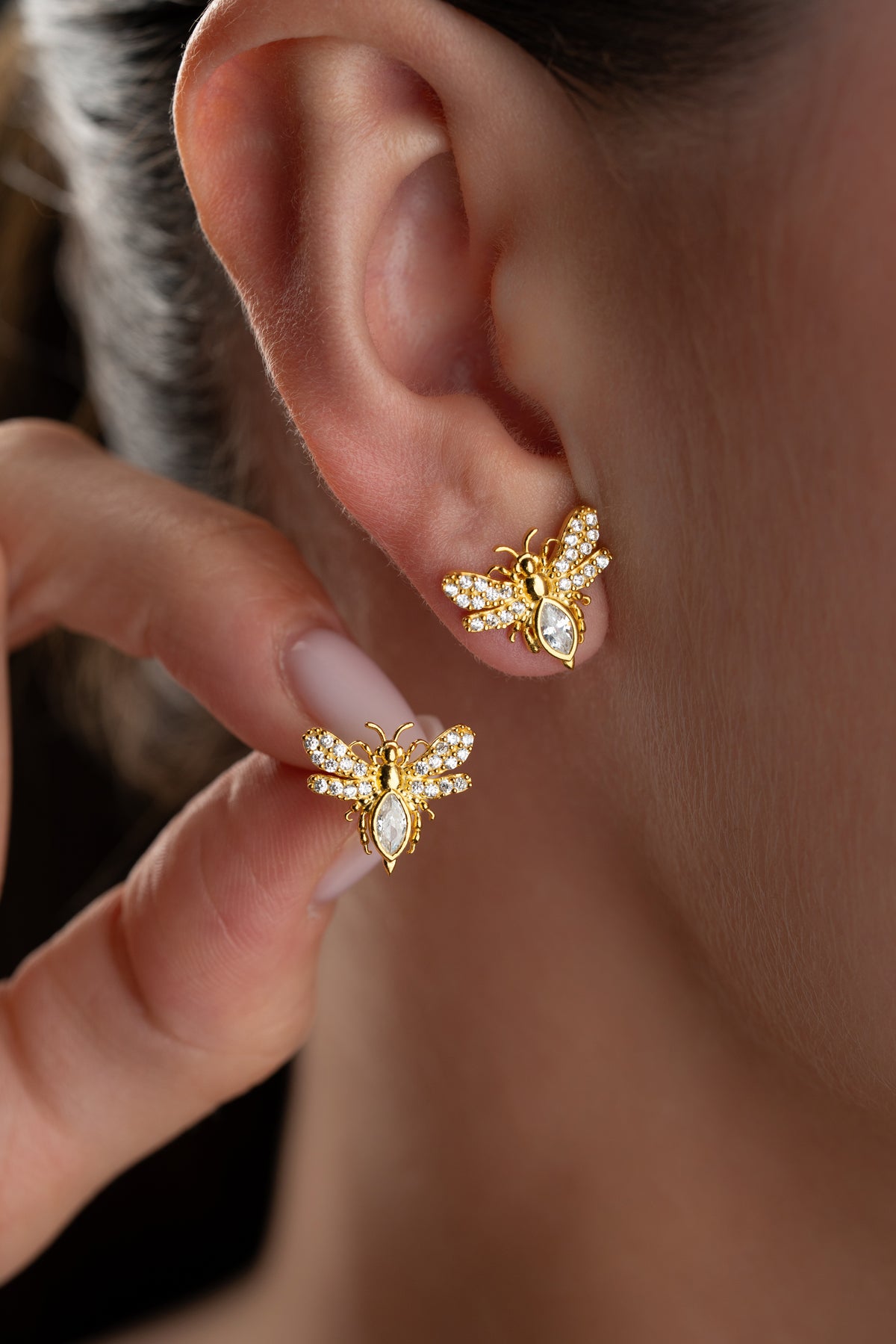 Pave Crystal Bee Stud Earrings