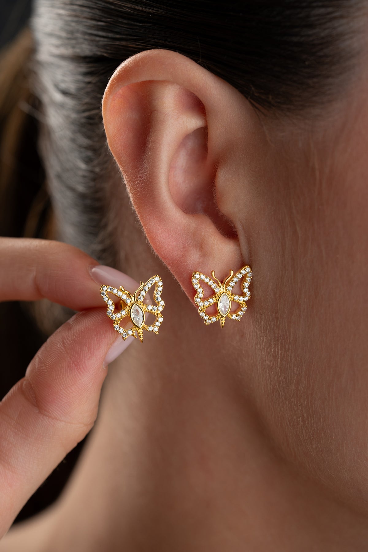 Crystal Butterfly Stud Earrings