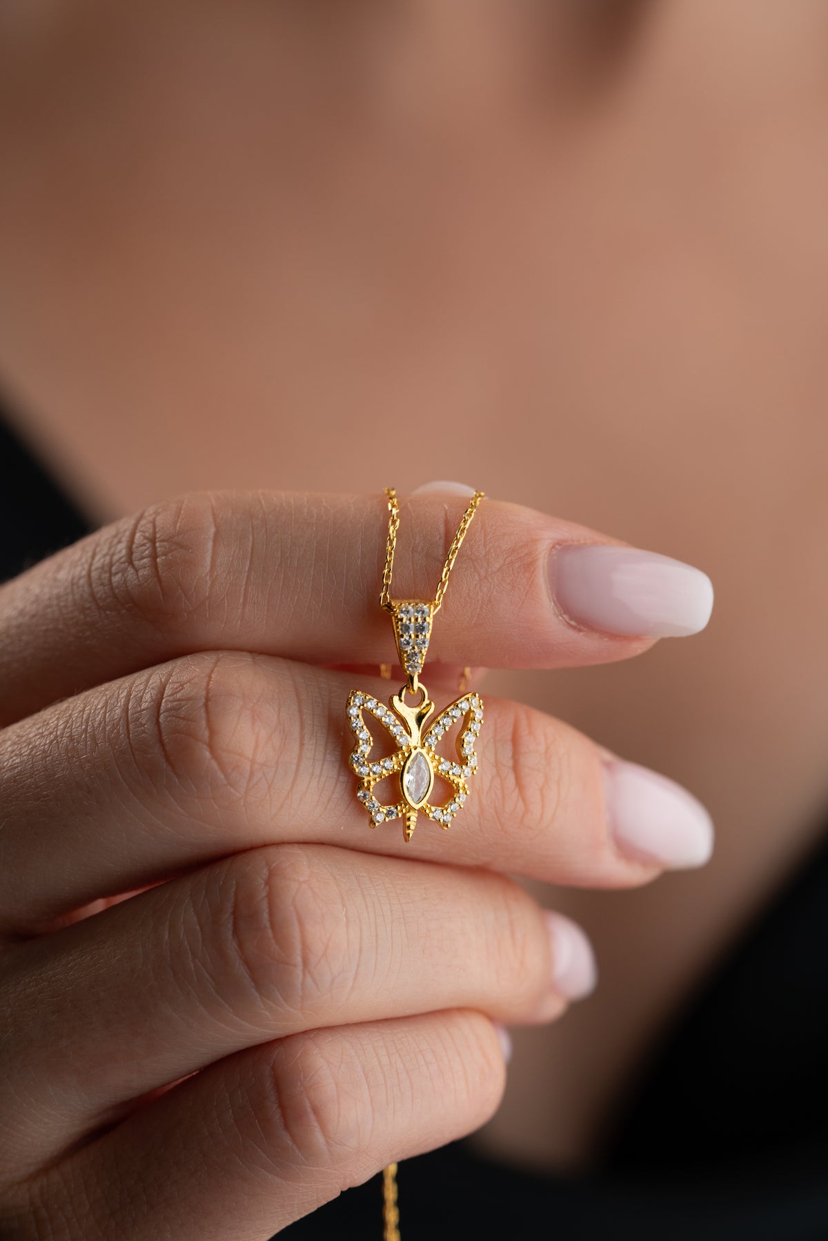 Gold Butterfly Pendant Necklace