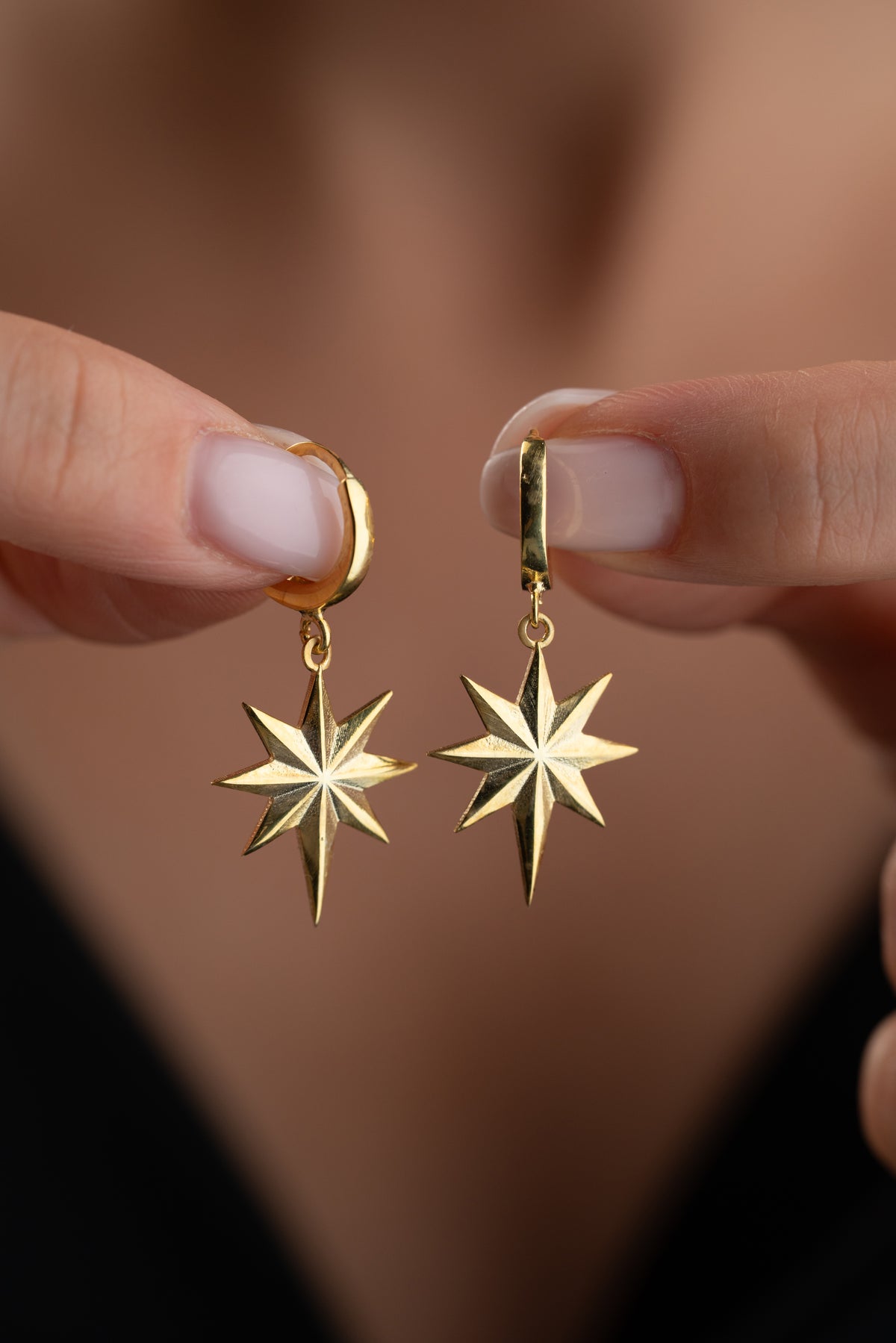 North Star Drop Huggie Earrings