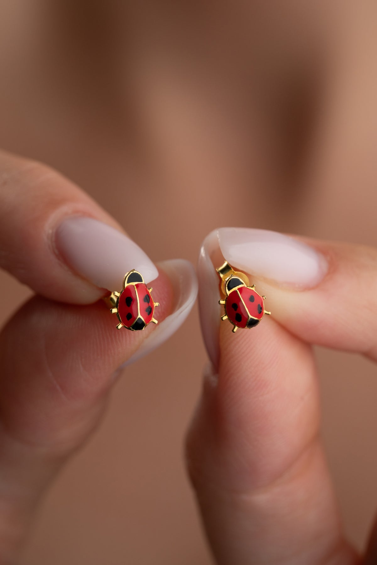 Ladybug Enamel Stud Earrings