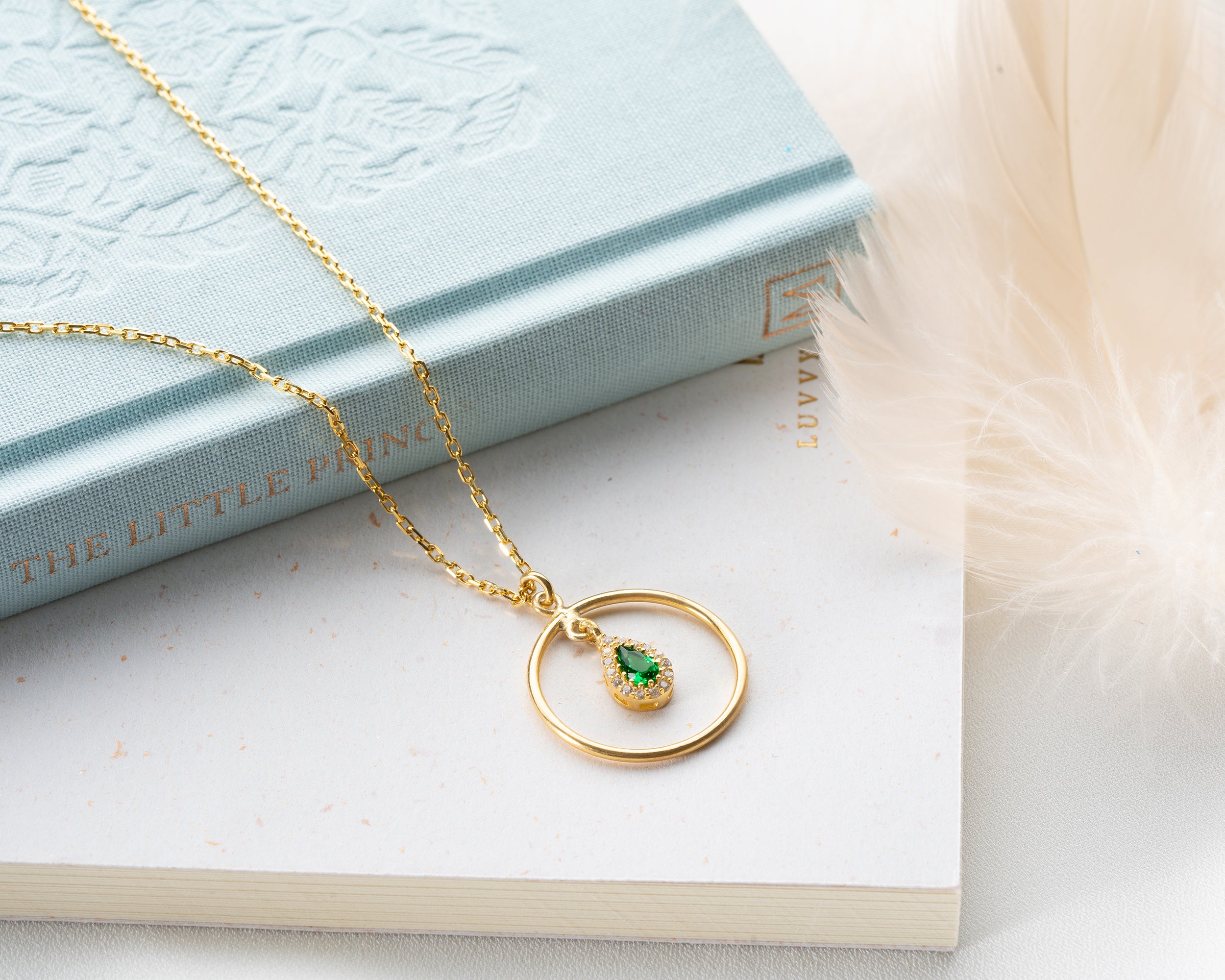 Birthstone Teardrop Circle Necklace