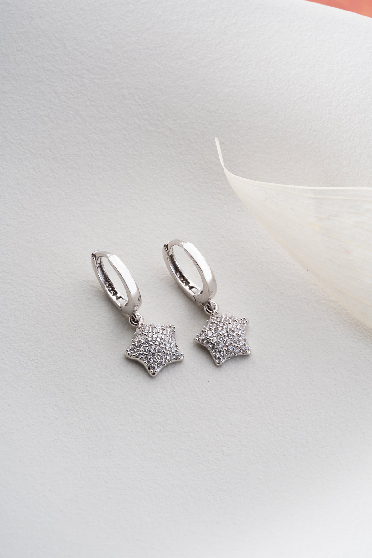 Pave Star Charm Huggie Earrings