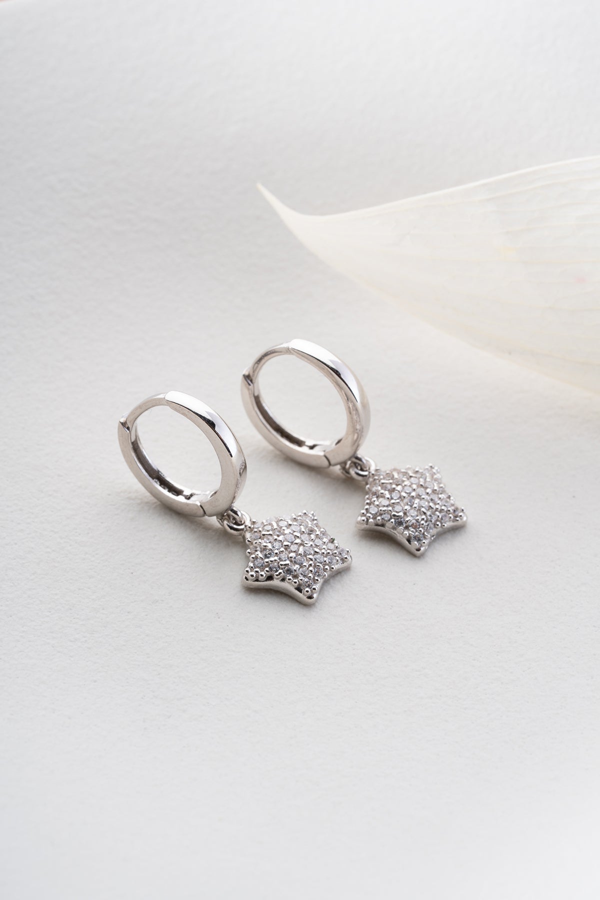 Pave Star Charm Huggie Earrings