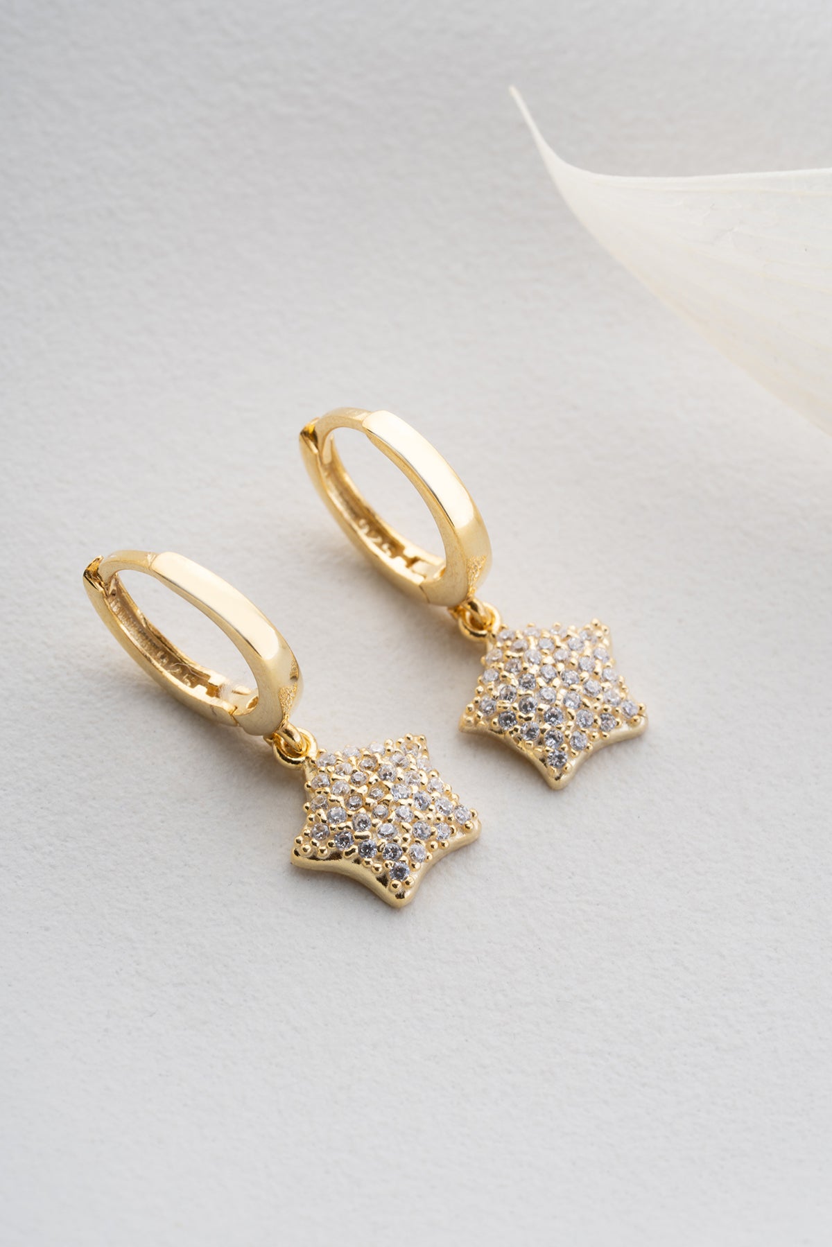 Pave Star Charm Huggie Earrings