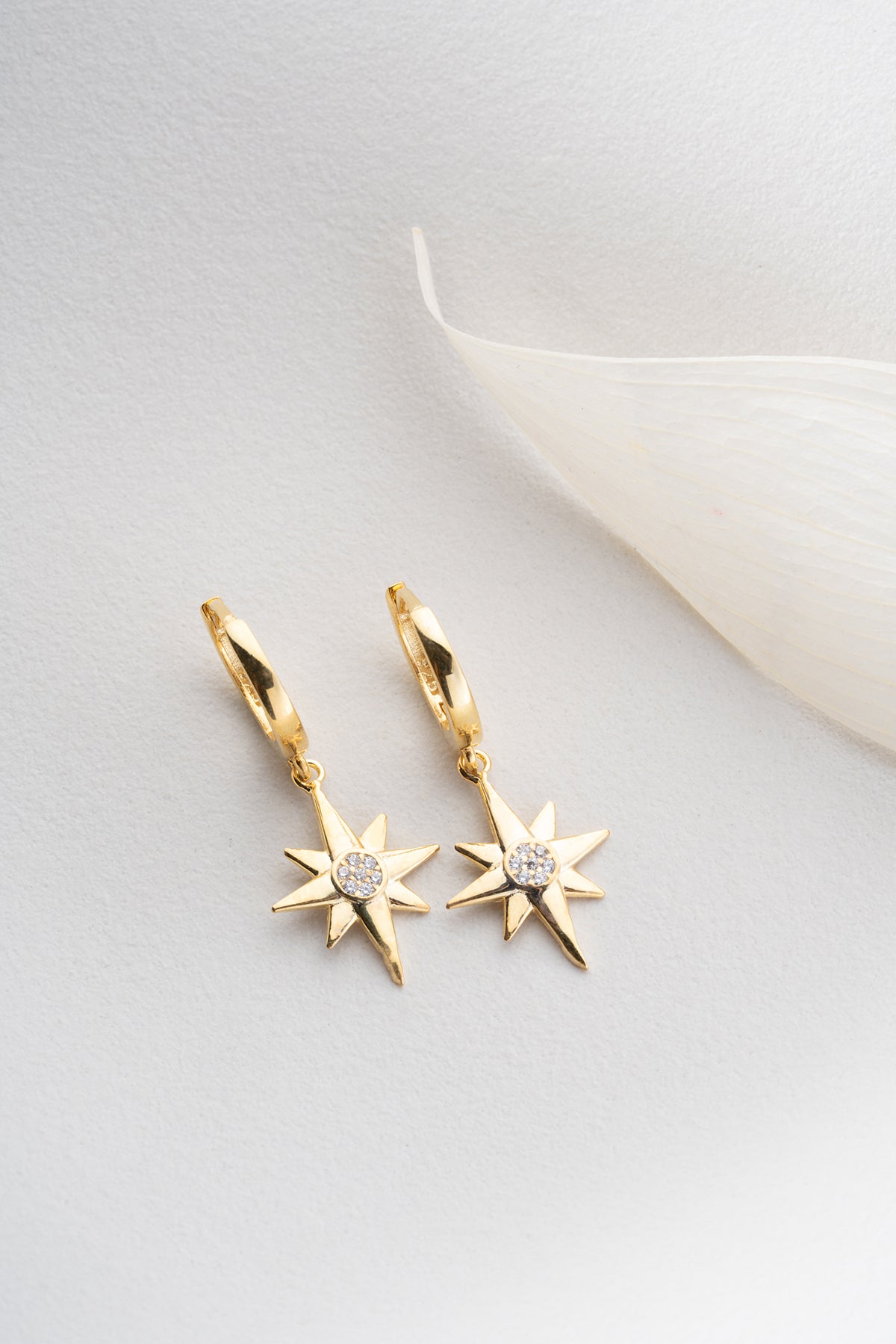 North Star Drop Huggie Earrings