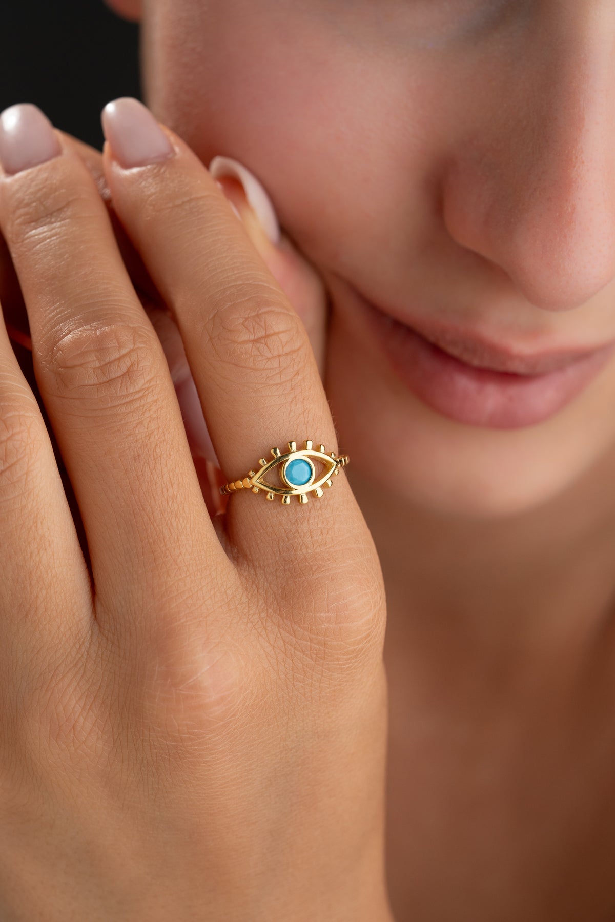 Evil Eye Turquoise Ring in Gold