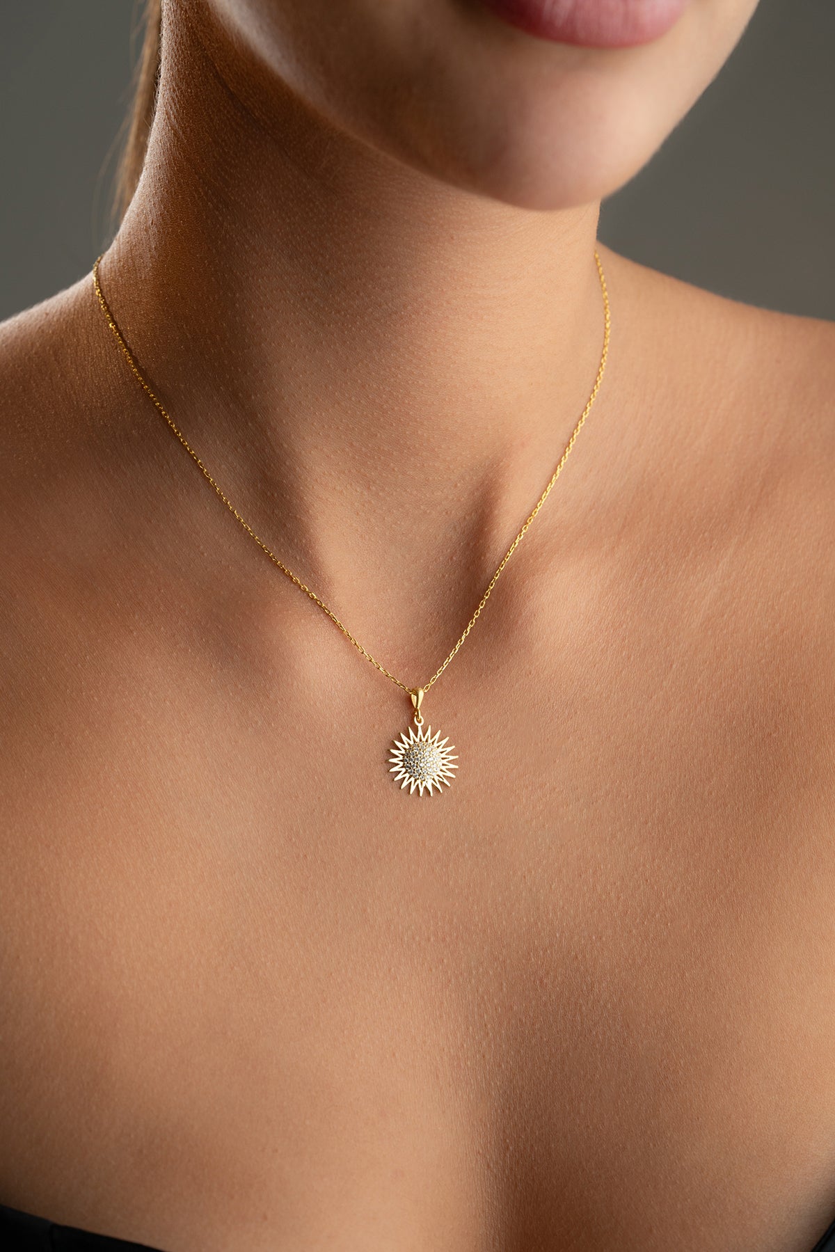 Sunburst Pave Pendant Necklace