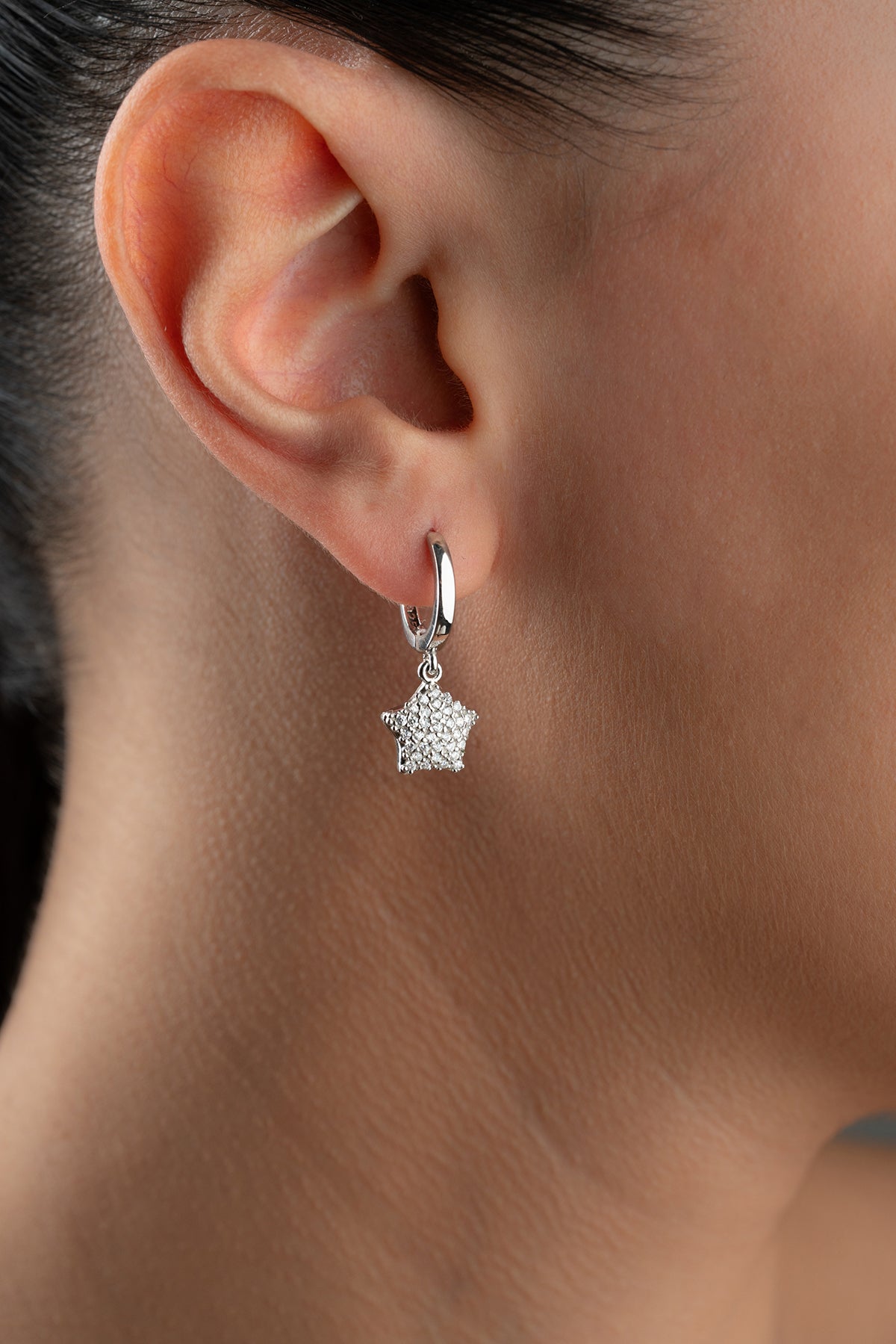 Pave Star Charm Huggie Earrings