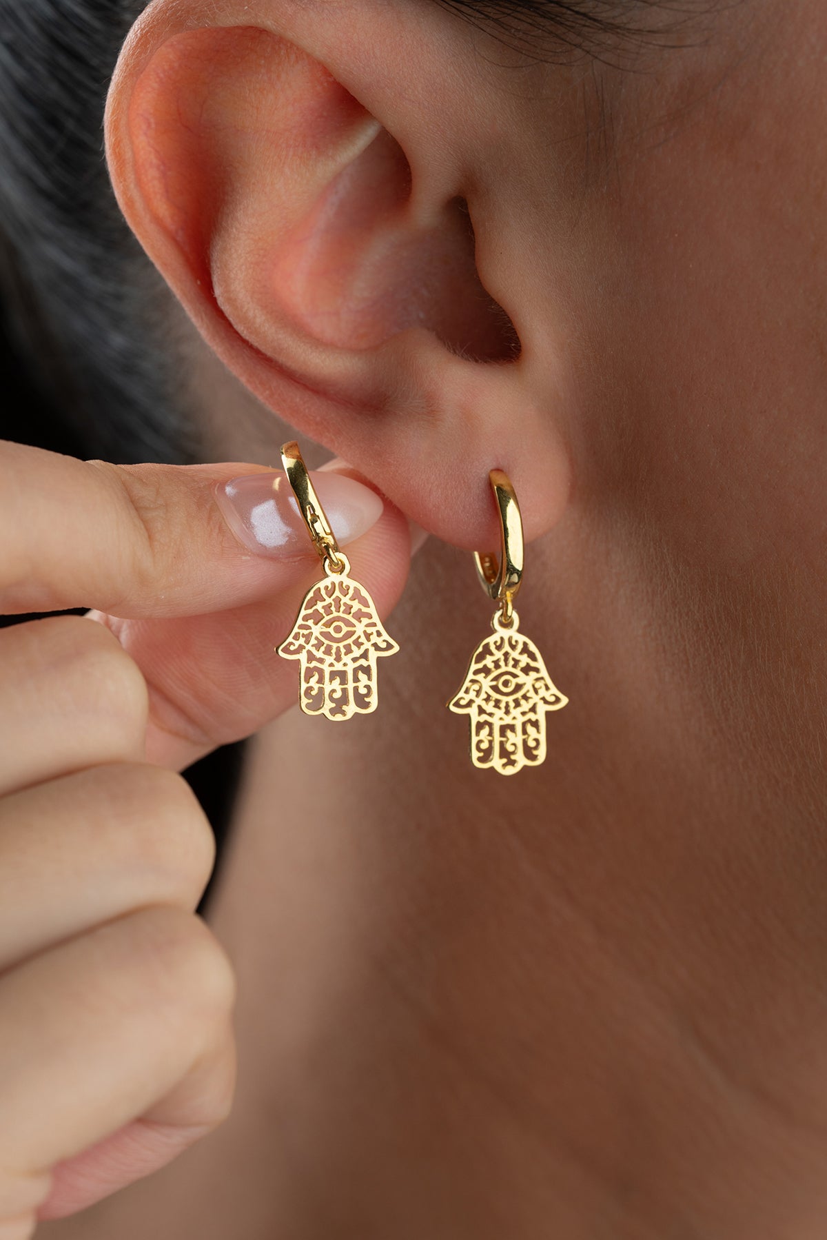 Hamsa Hand Filigree Drop Earrings