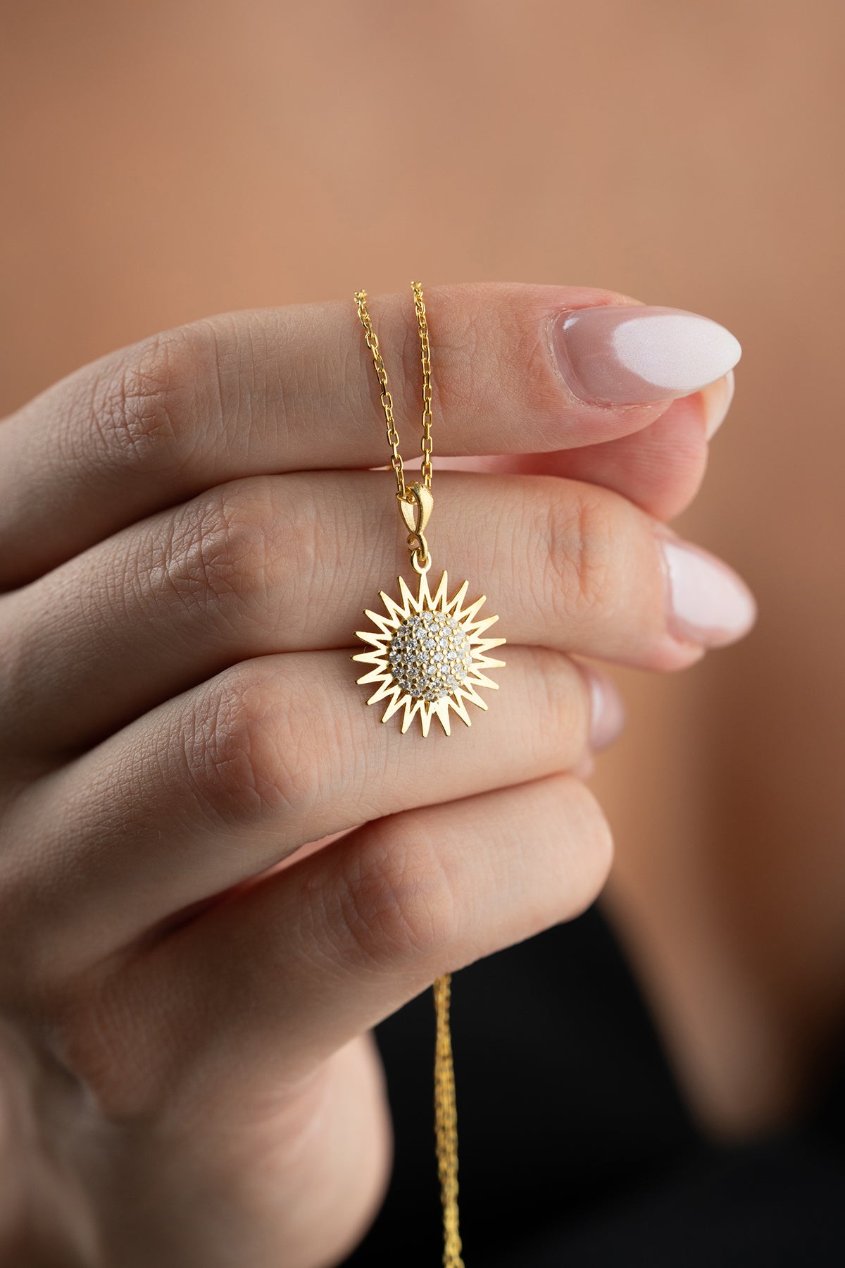 Sunburst Pave Pendant Necklace