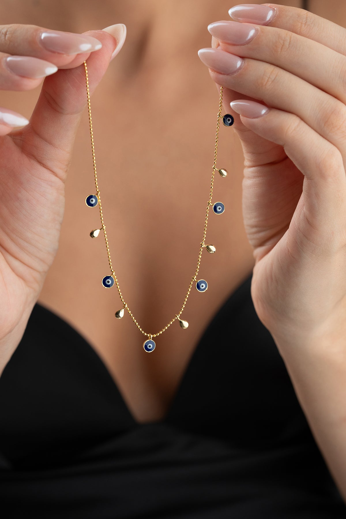 Layered Evil Eye Teardrop Necklace