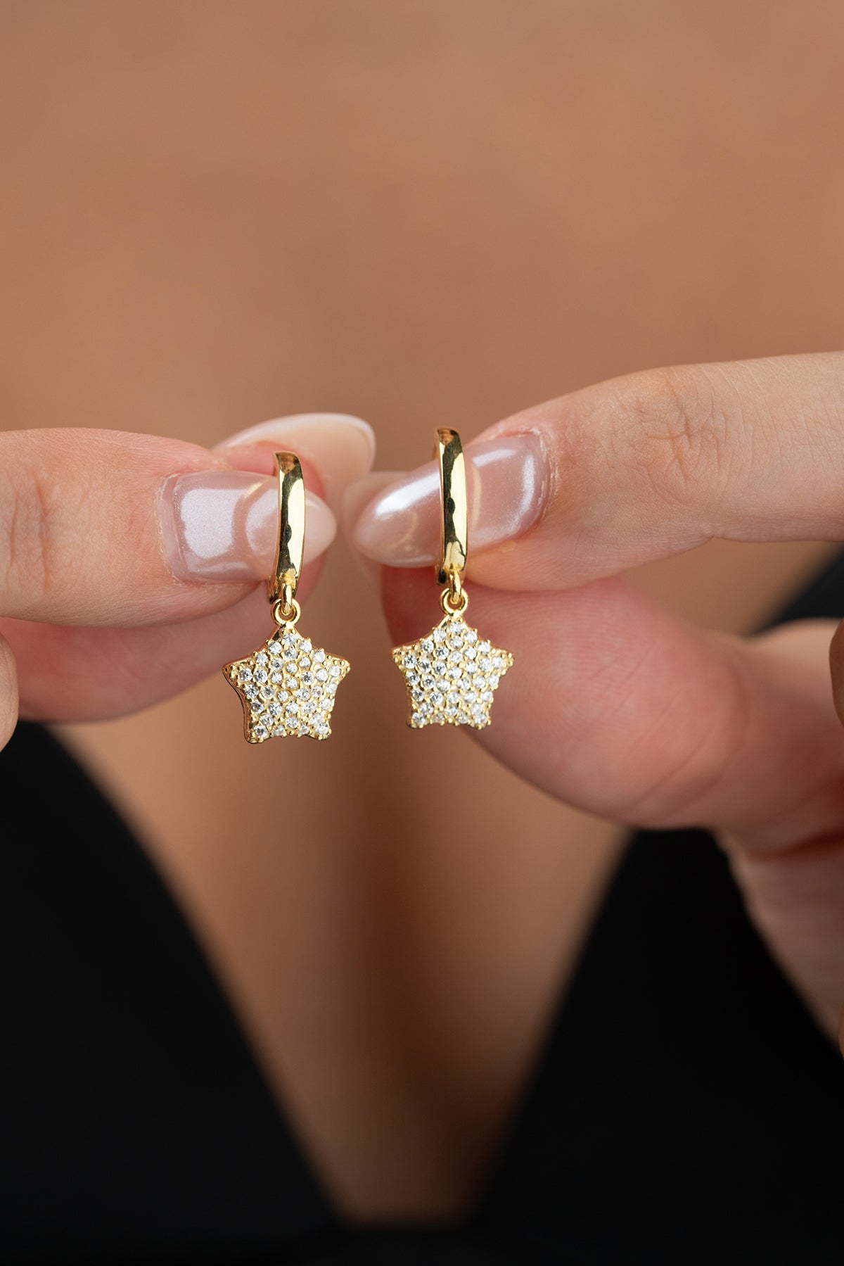 Pave Star Charm Huggie Earrings