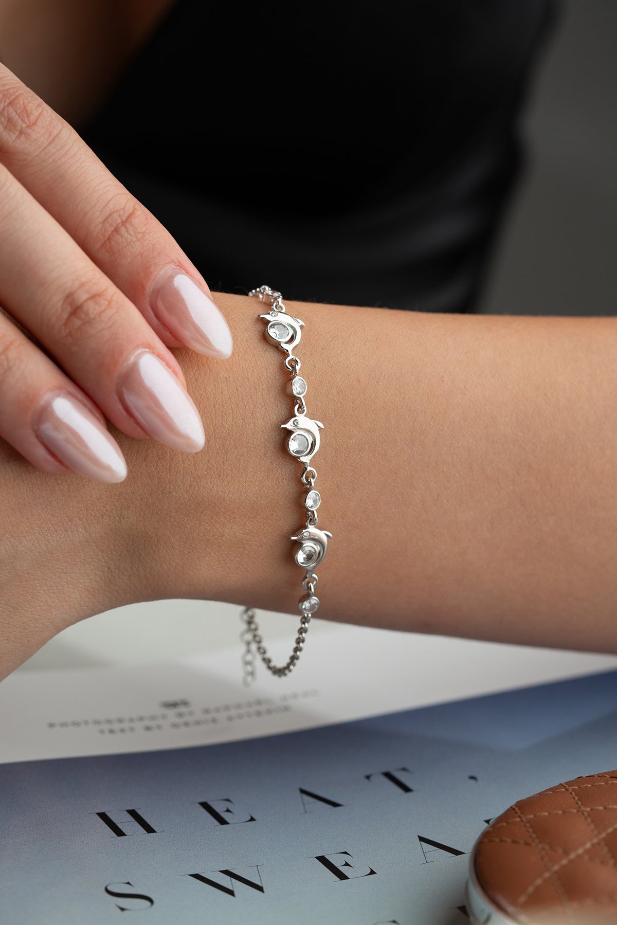 Dolphin Charm Station Bracelet