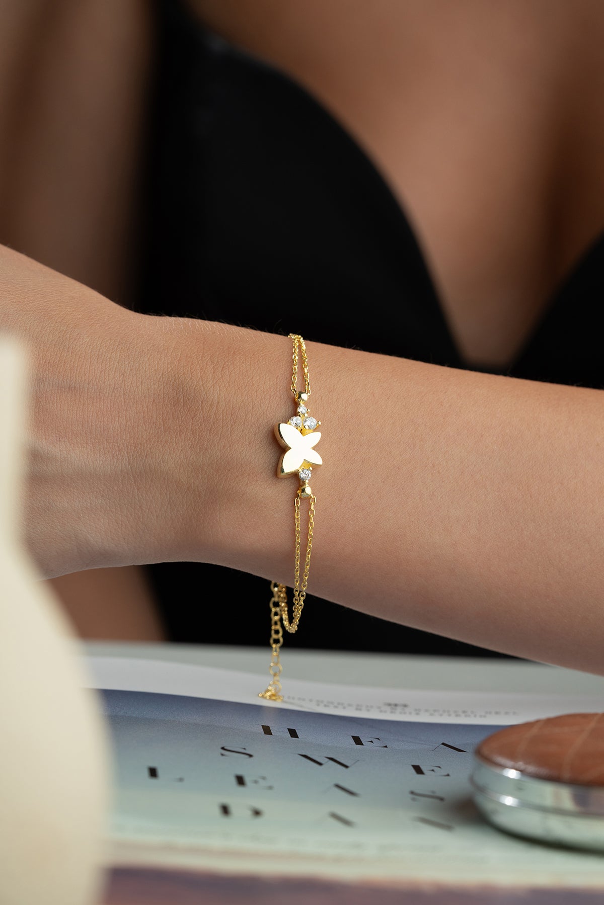 Gold Butterfly Charm Bracelet